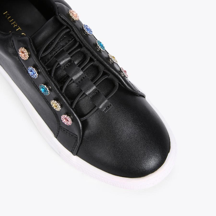 MINI LIVIAH Junior Kids Black Leather Gem Sneakers by KURT  display picture 2