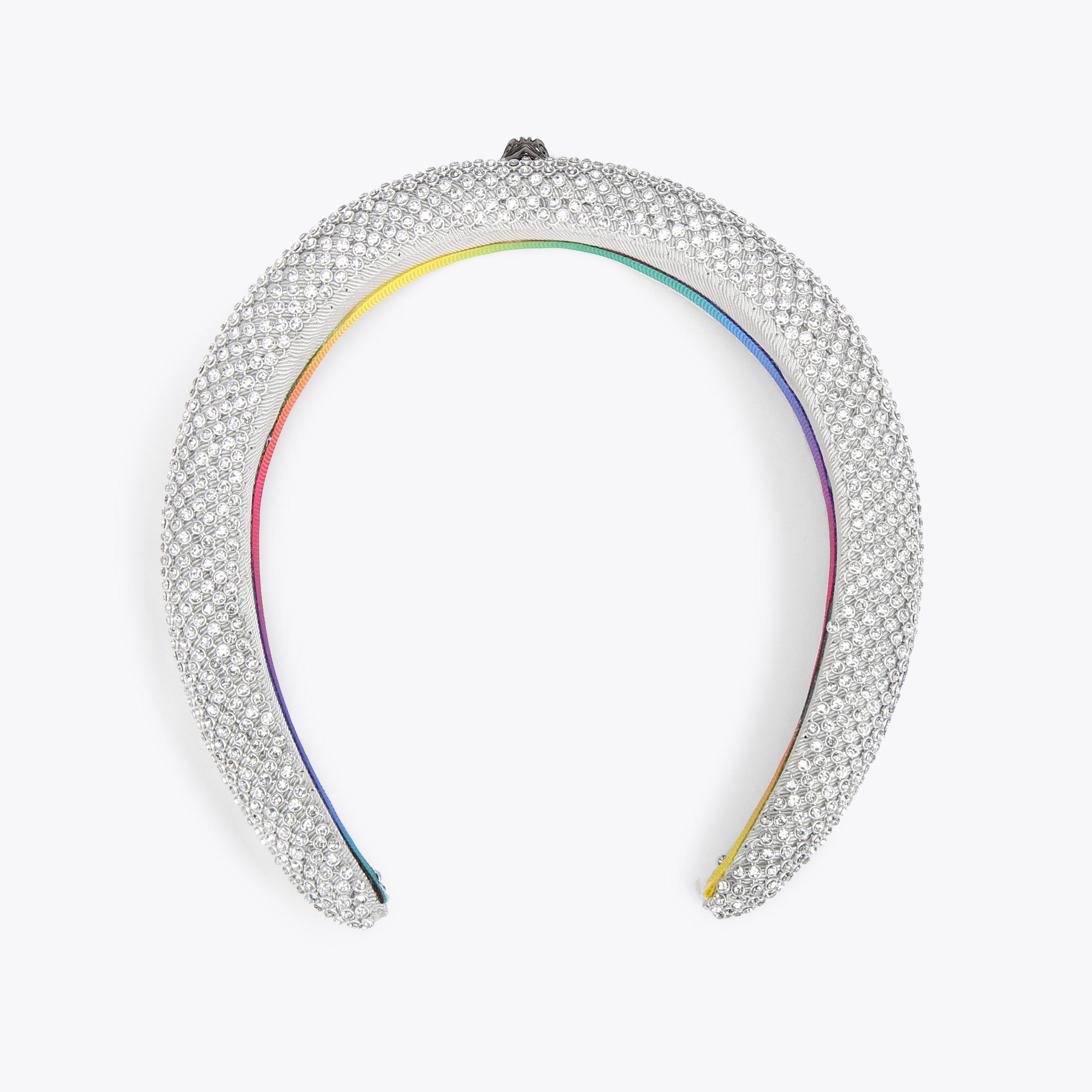 Kurt Geiger Cream Knit hair band with Multicolor Crystal Butterfly I main image 4