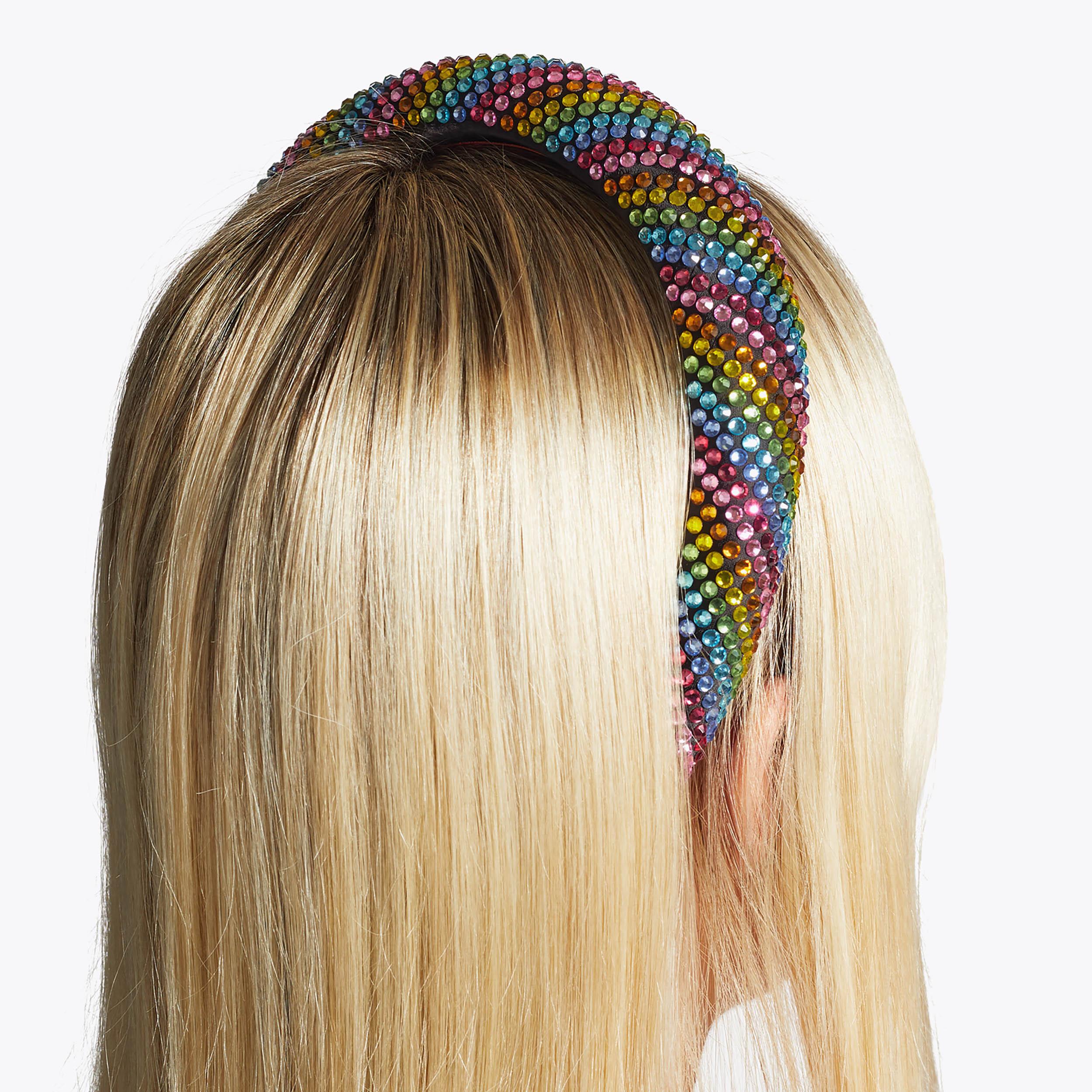 Kurt Geiger Black Jewel-Embellished Headband Oversized Multicolor HEADBAND Black Velvet Jewelled Headband by KURT GEIGER LONDON main image 3
