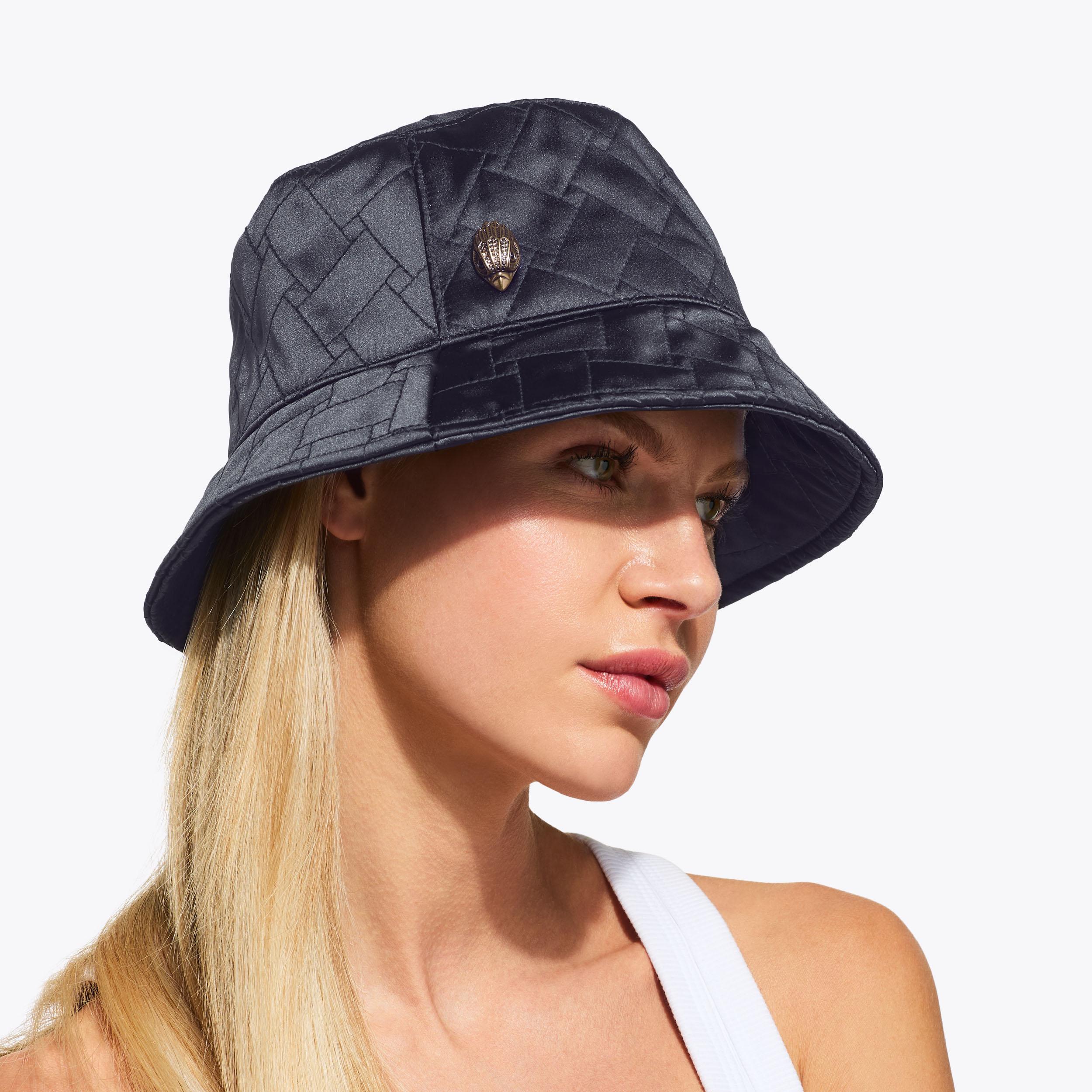 KENSINGTON BUCKET HAT Black Quilted Bucket Hat by KURT GEIGER LONDON