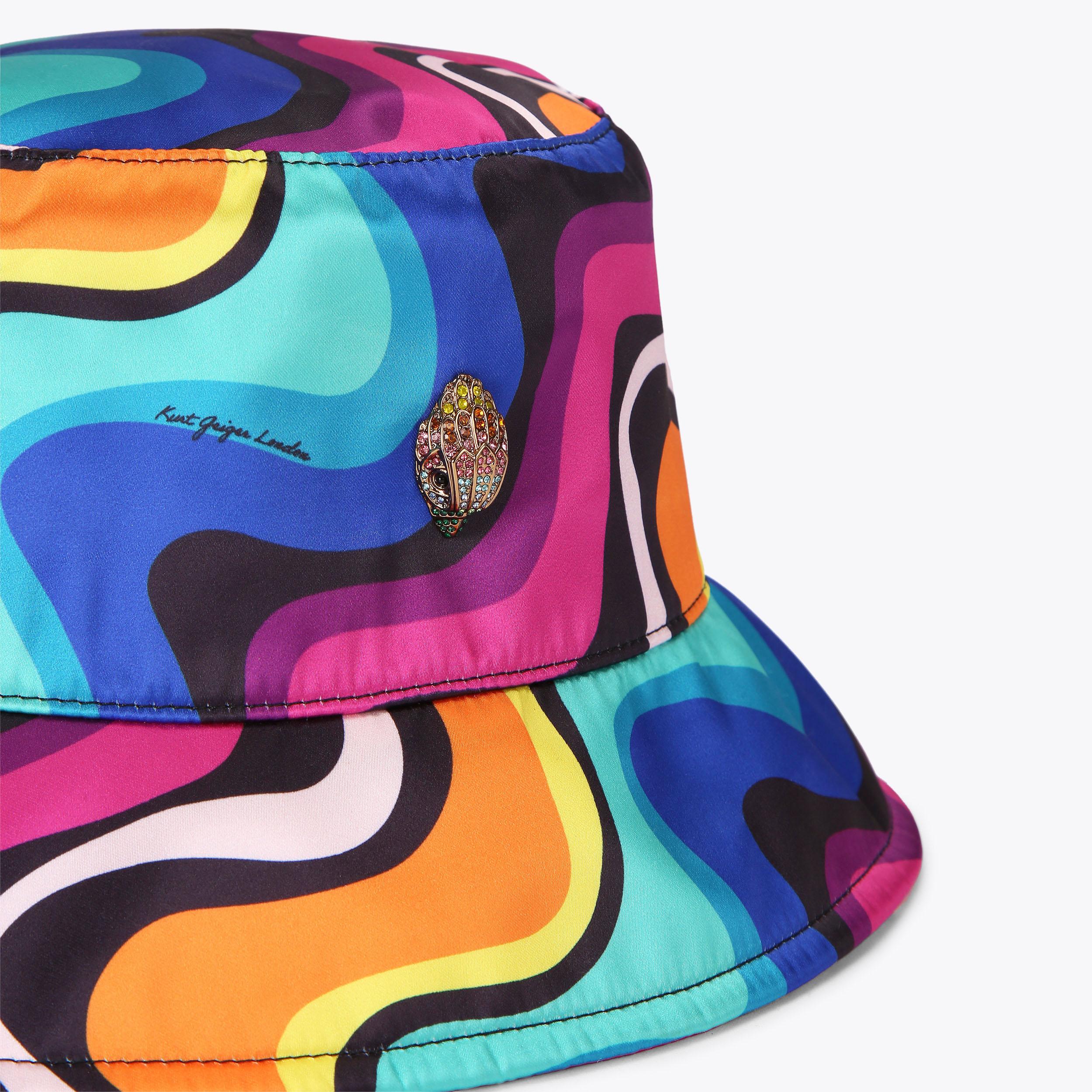 Kurt Geiger Kensington Rainbow Velvet Bucket Hat KENSINGTON BUCKET HAT Rainbow Swirl Nylon Hat by KURT GEIGER  main image 2
