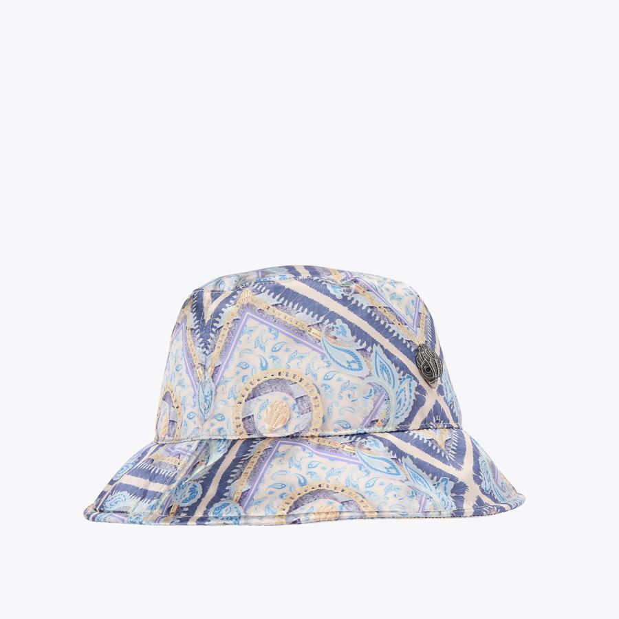 KENSINGTON BUCKET HAT Blue Paisley Nylon Bucket Hat by KURT GEIGER