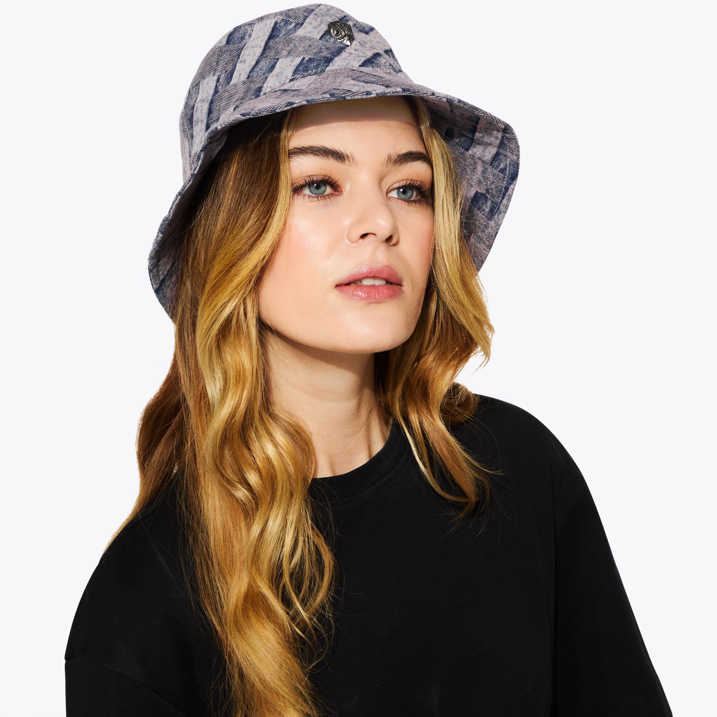 KENSINGTON BUCKET HAT Pink Denim Bucket Hat by KURT GEIGER LONDON