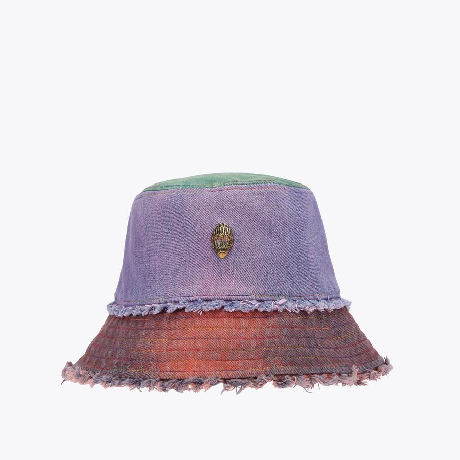 KENSINGTON BUCKET HAT Denim Frayed ucket Hat by KURT GEIGER LONDON