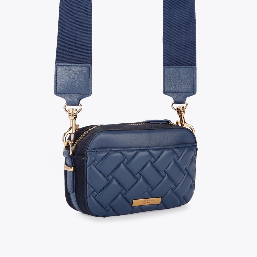 Navy Blue Leather Cross-Body on sale Camera Bag