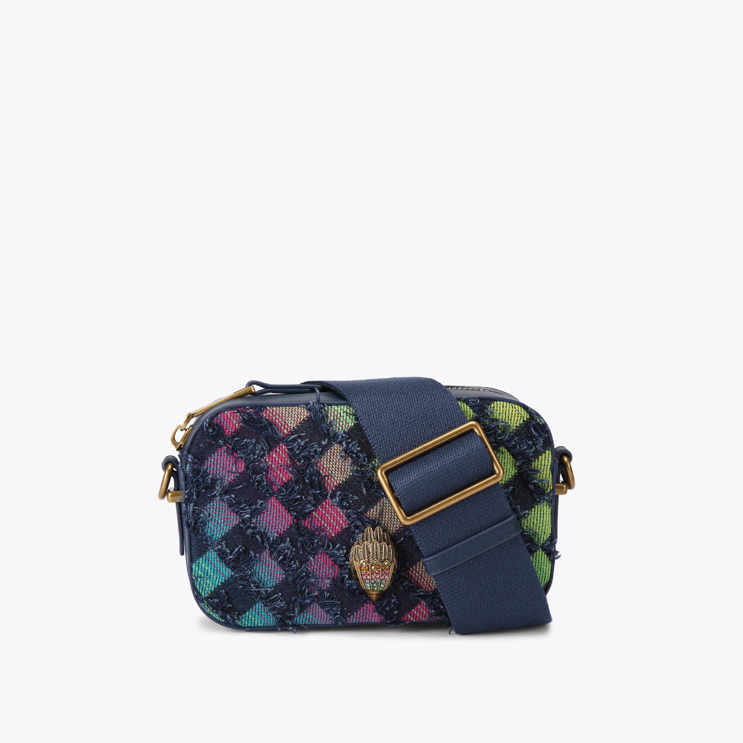 KENSINGTON SM CAMERA BAG Denim Checked Camera Bag by KURT GEIGER
