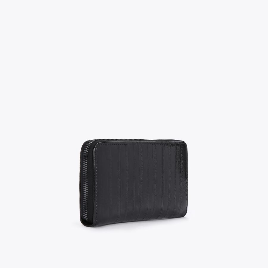 ZIP AROUND WALLET Black Eel Print Zip Around Long Wallet by