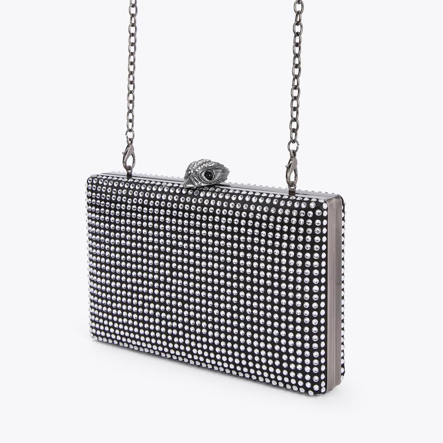 CRYSTAL KENSINGTON CLUTCH Black White Crystal Cross Body