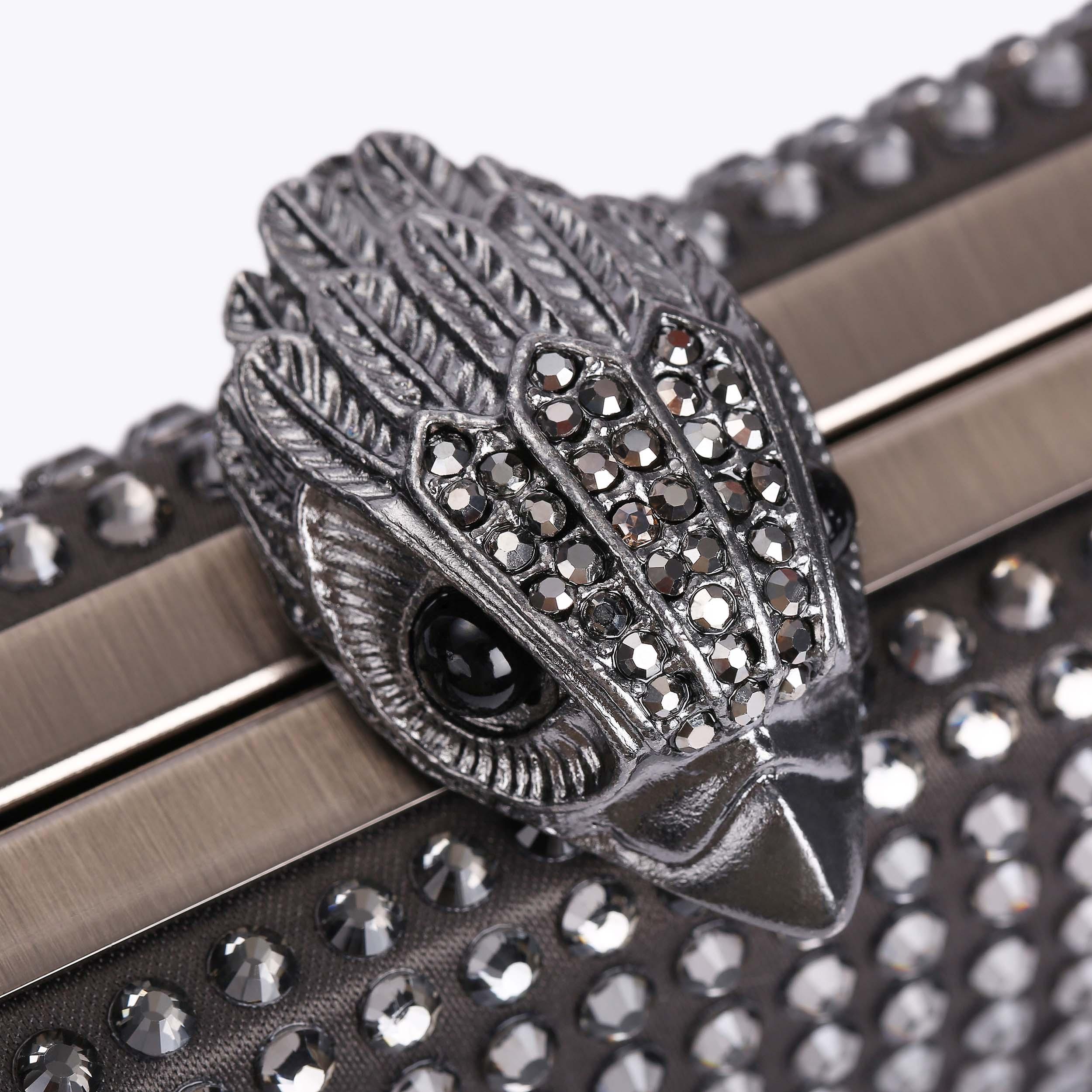CRYSTAL KENSINGTON CLUTCH Grey Crystal Cross Body Clutch Bag