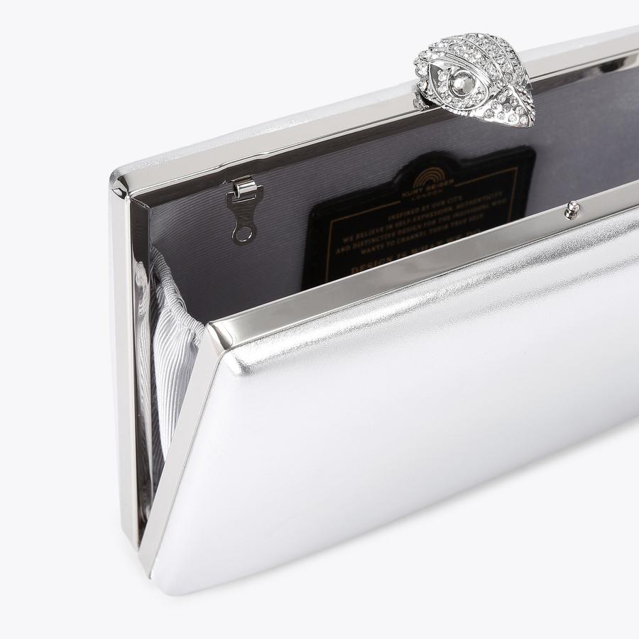 CRYSTAL KENSINGTON CLUTCH Silver Clutch Bag by KURT GEIGER