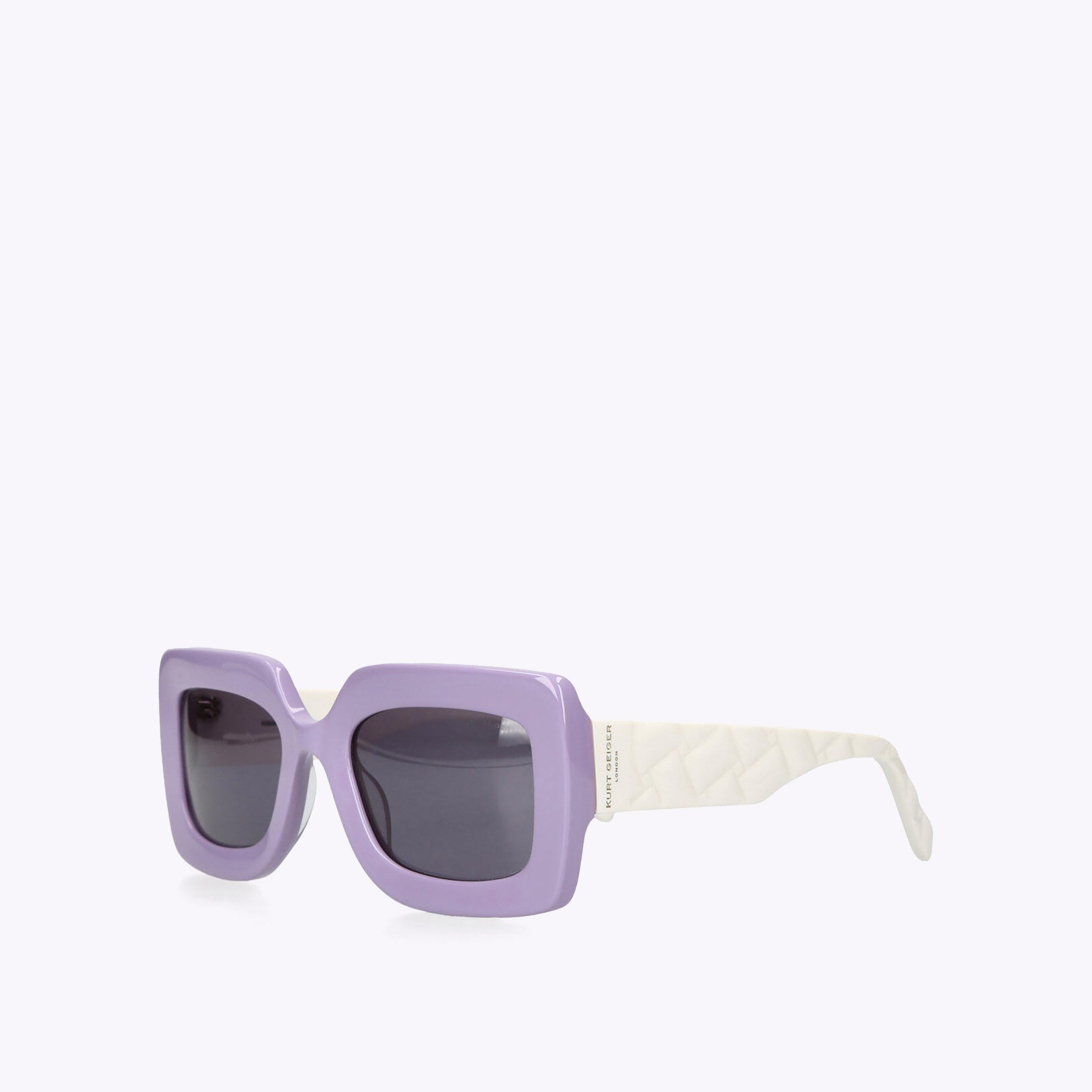 Kurt Geiger Cream Sunglasses with Purple Case KENSINGTON RECTANGLE Black Drench Sunglasses by KURT GEIGER  main image 3