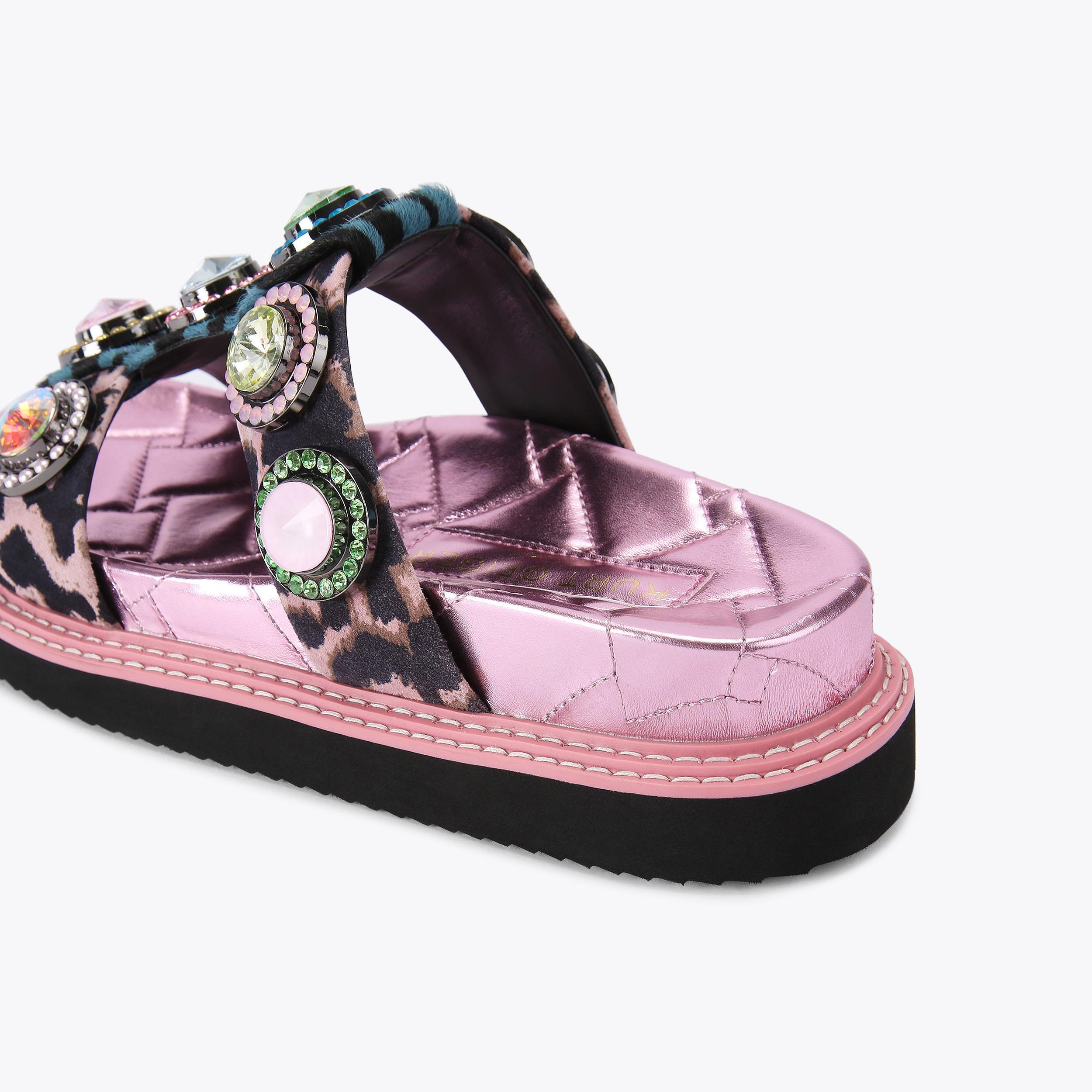サンダル・ミュール ORSON CASUAL SANDALS ORSON CRYSTAL SANDAL Denim Slip On Chunky Sandals by KURT