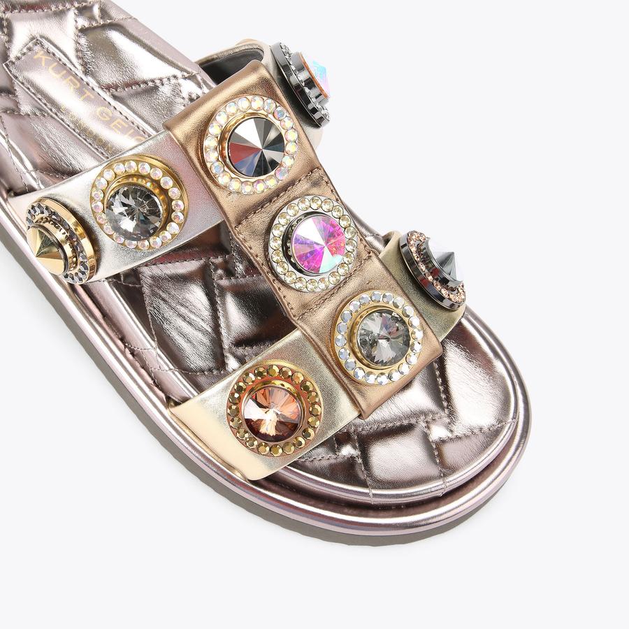 Orson Crystal Gold Sandal Metallic Leather | Kurt Geiger