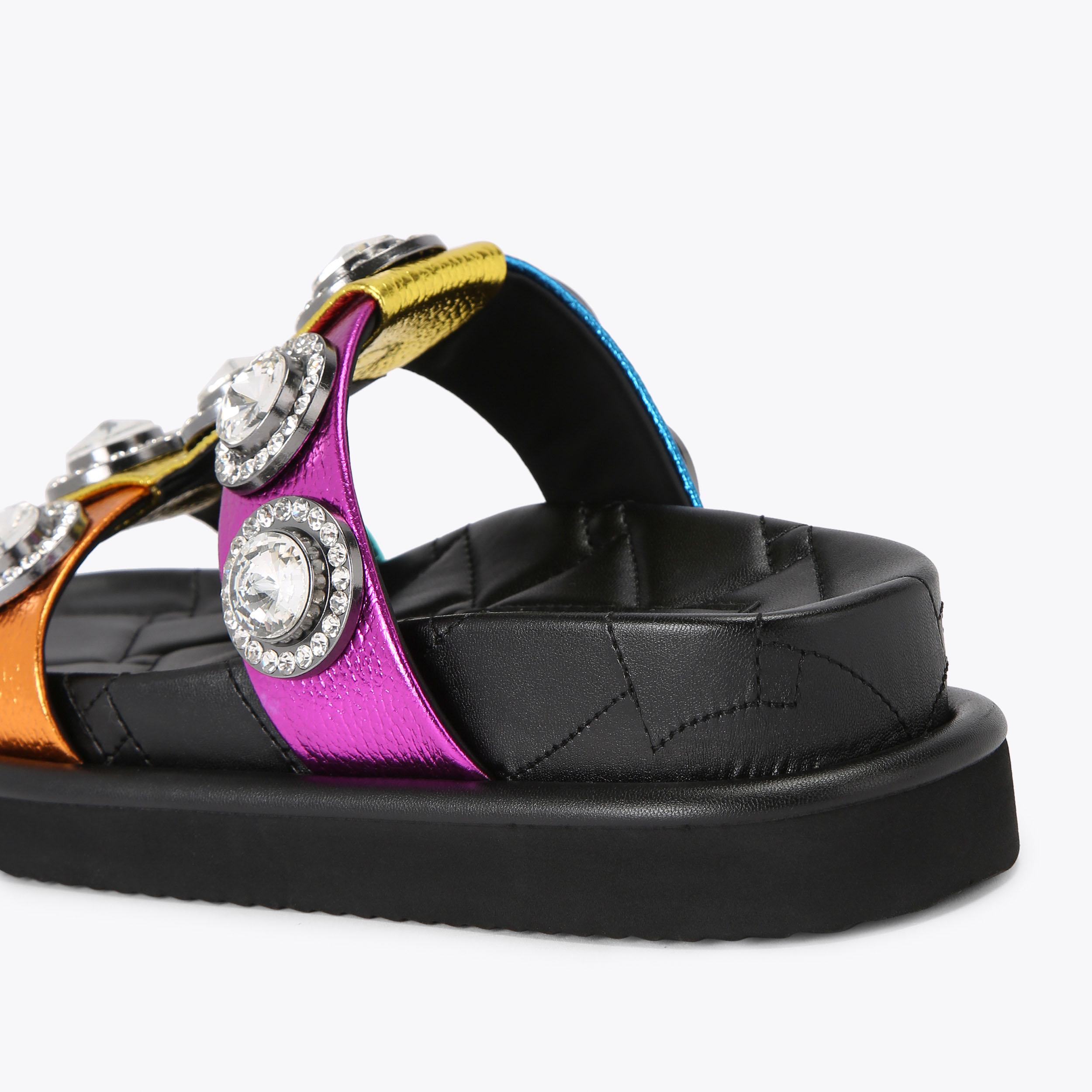 Kurt Geiger London Men\'s Orson Leather Slide Sandals Multicolour Size US:9.5  43 ORSON SANDAL Black Leather Sandal by Kurt Geiger London main image 3