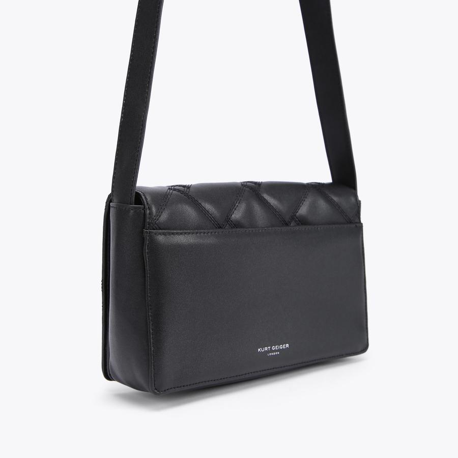 KENSINGTON M BAG Quilted Black Leather Cross Body Purse by