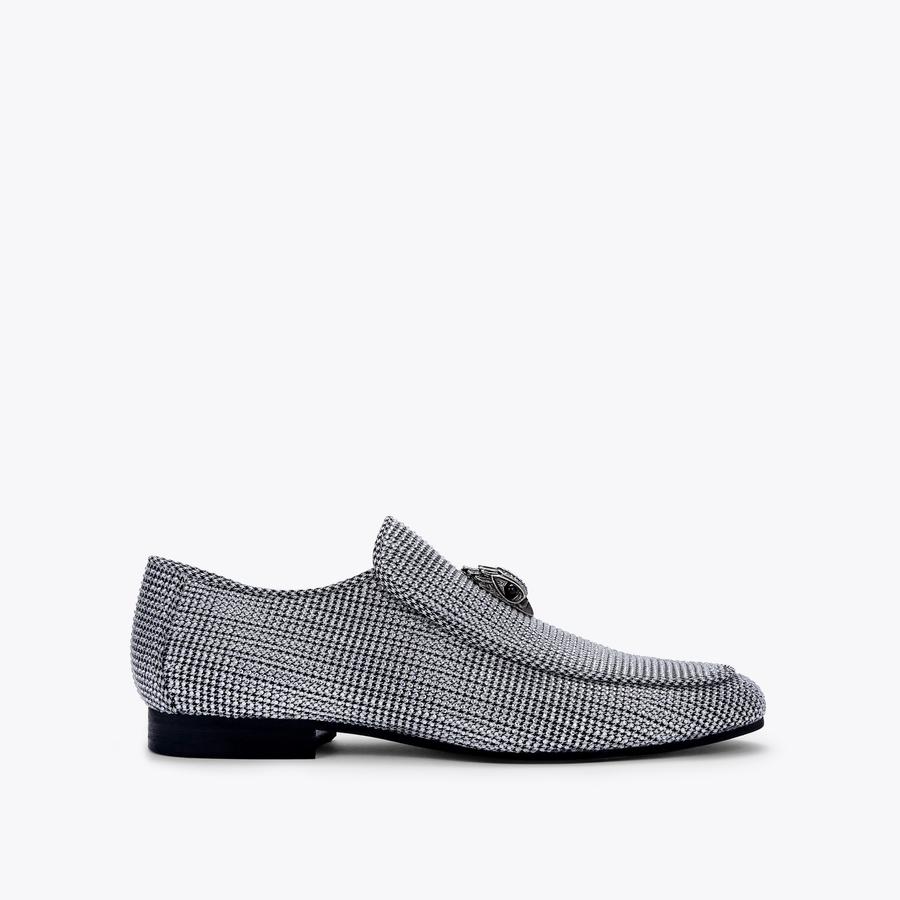 HUGH EAGLE HERRINGBONE Silver Sparkly Loafer by KURT GEIGER LONDON
