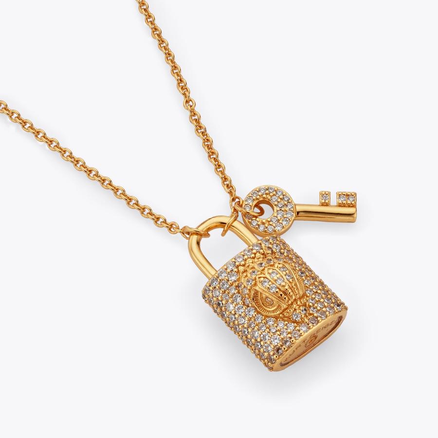 PAVE LOCK KEY NECKLACE Gold Pave lock key necklace by KURT GEIGER