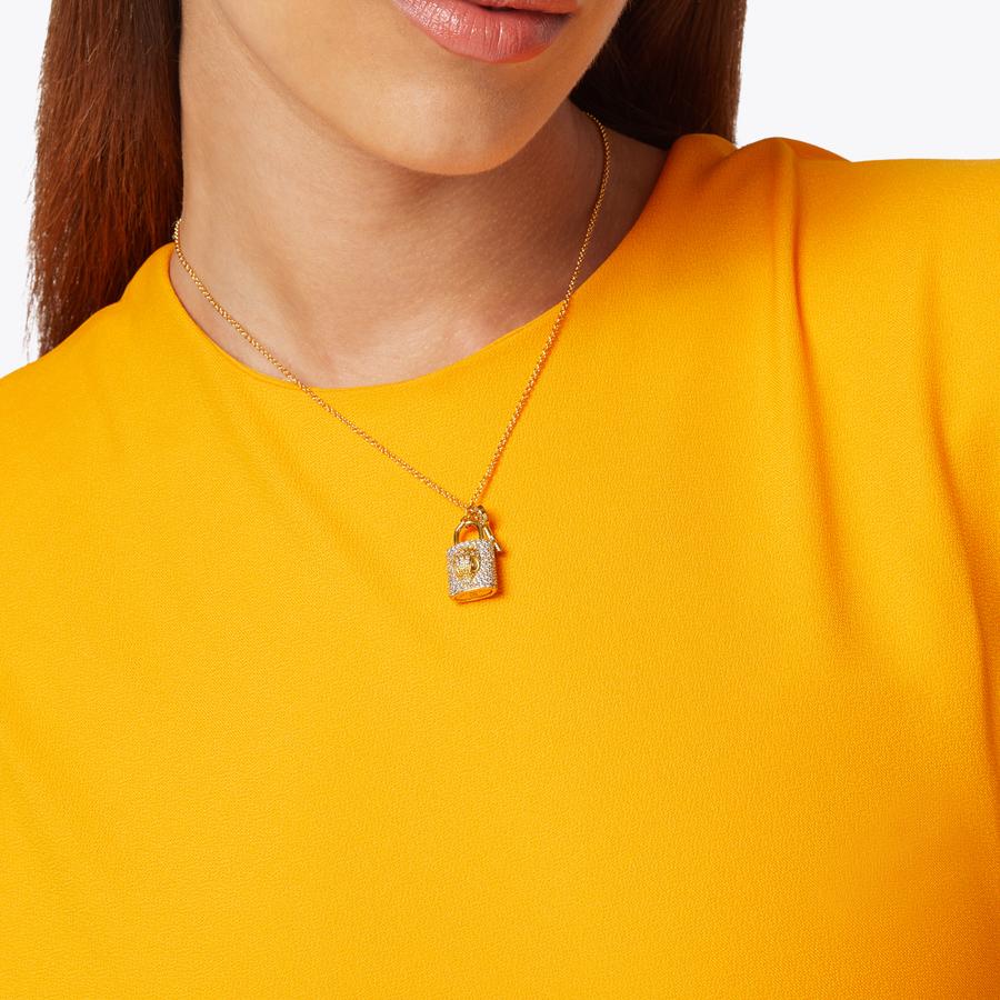 PAVE LOCK KEY NECKLACE Gold Pave lock key necklace by KURT GEIGER