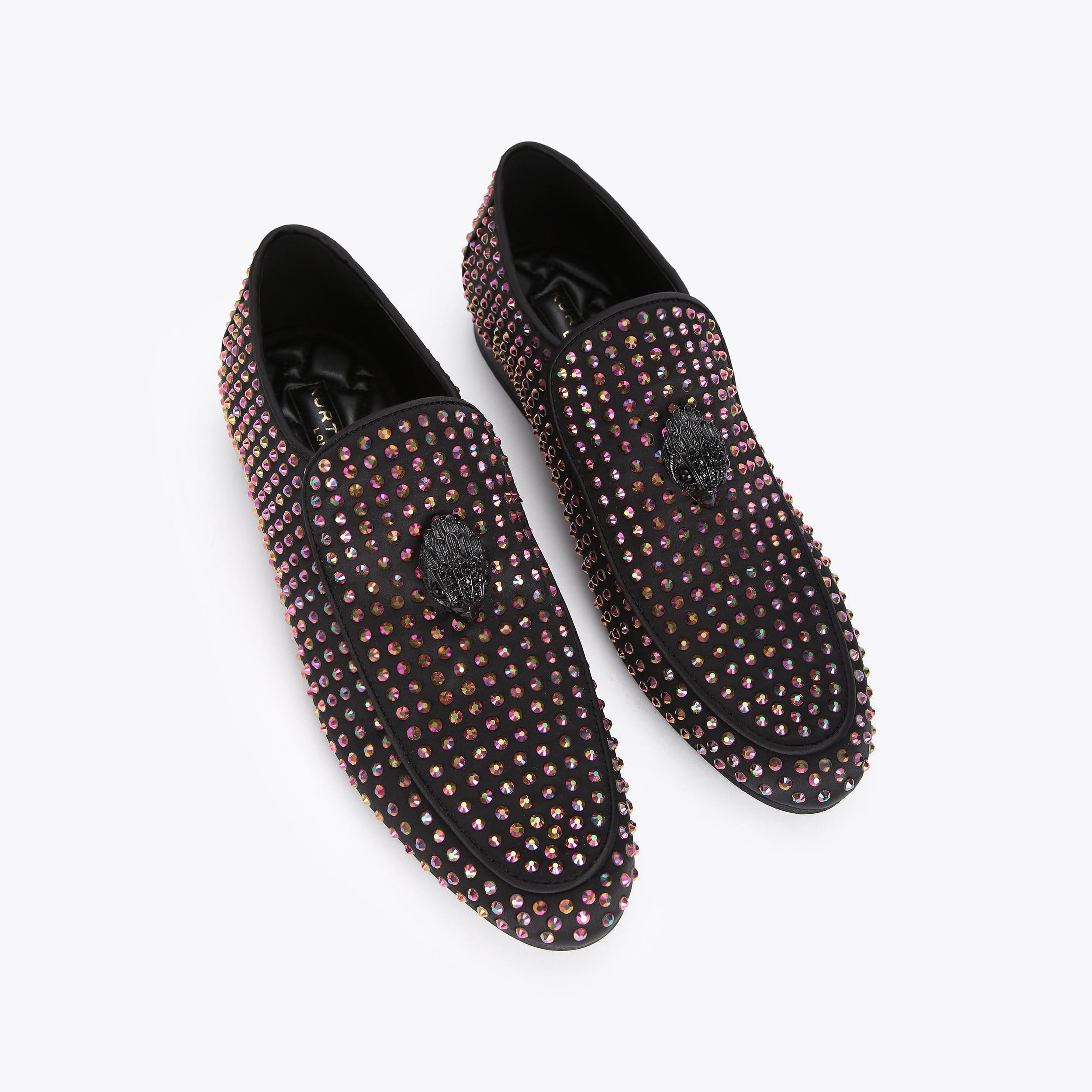 Kurt Geiger of London Eagle Jewel Embelished Men\'s Loafers EU 41 Gold & Black Kurt Geiger Chelsea Loafers With Eagle Gold Chain-black for  main image 4
