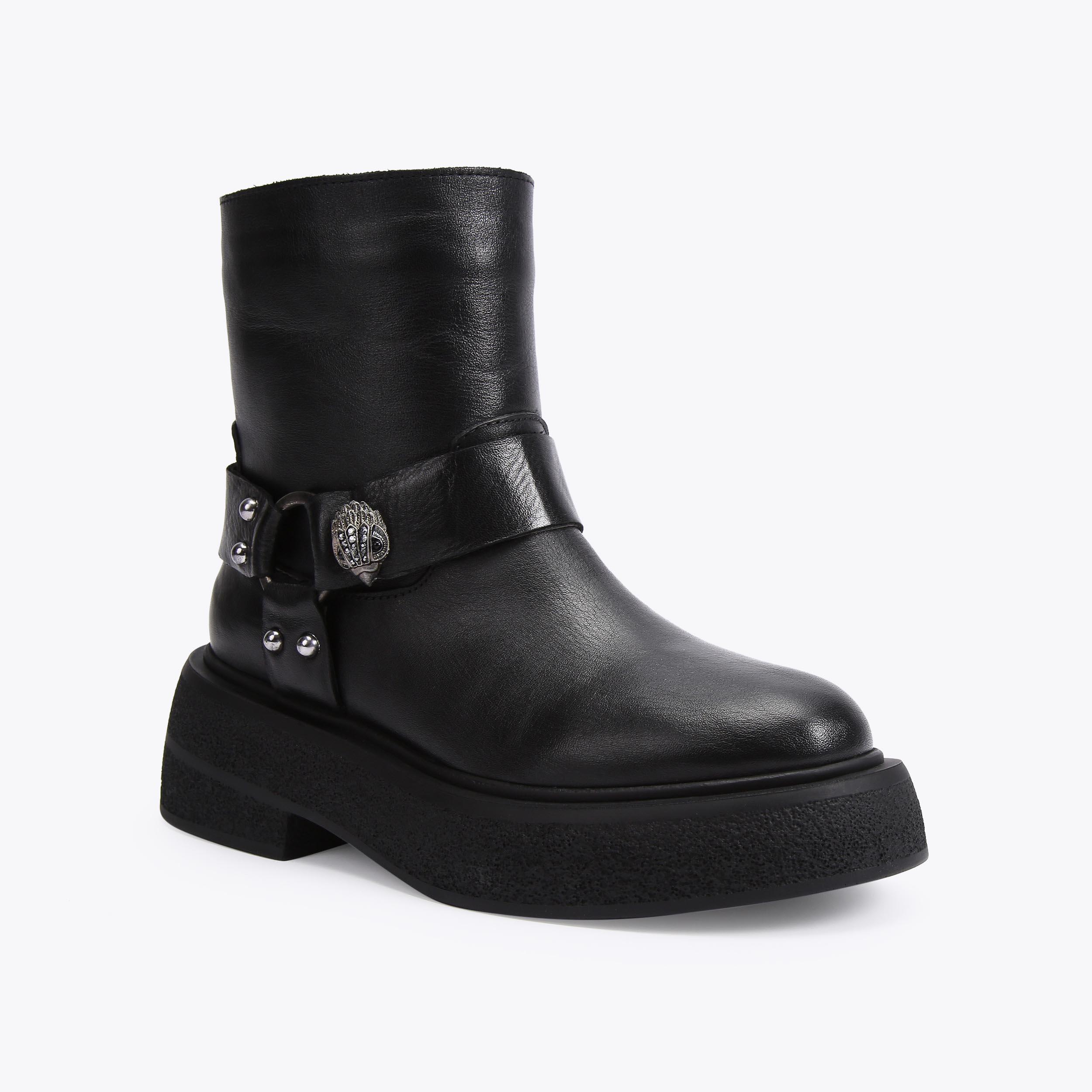 STRONG Black Leather Ankle Boot by KURT GEIGER LONDON