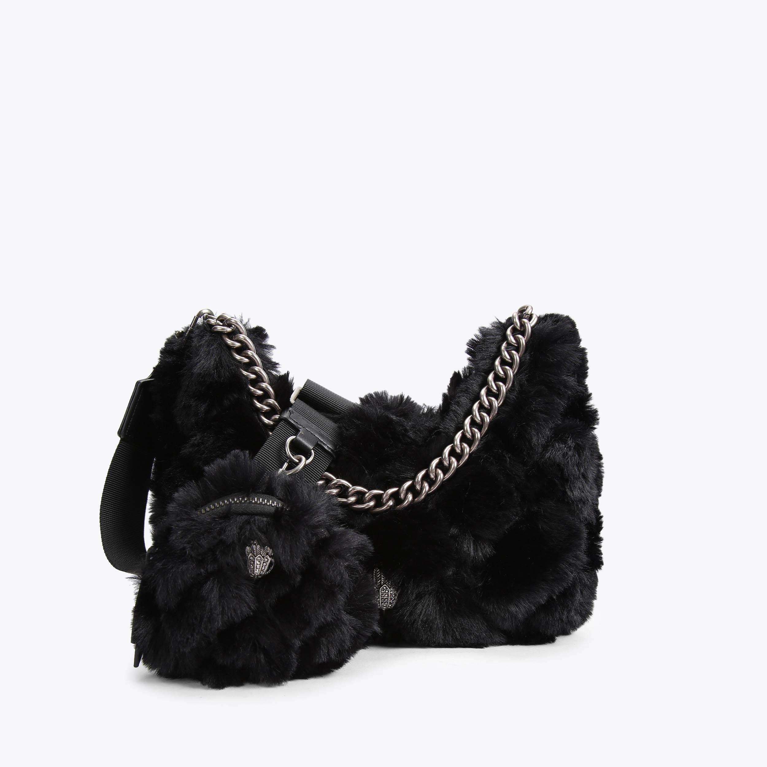 kurt geiger black fur bag