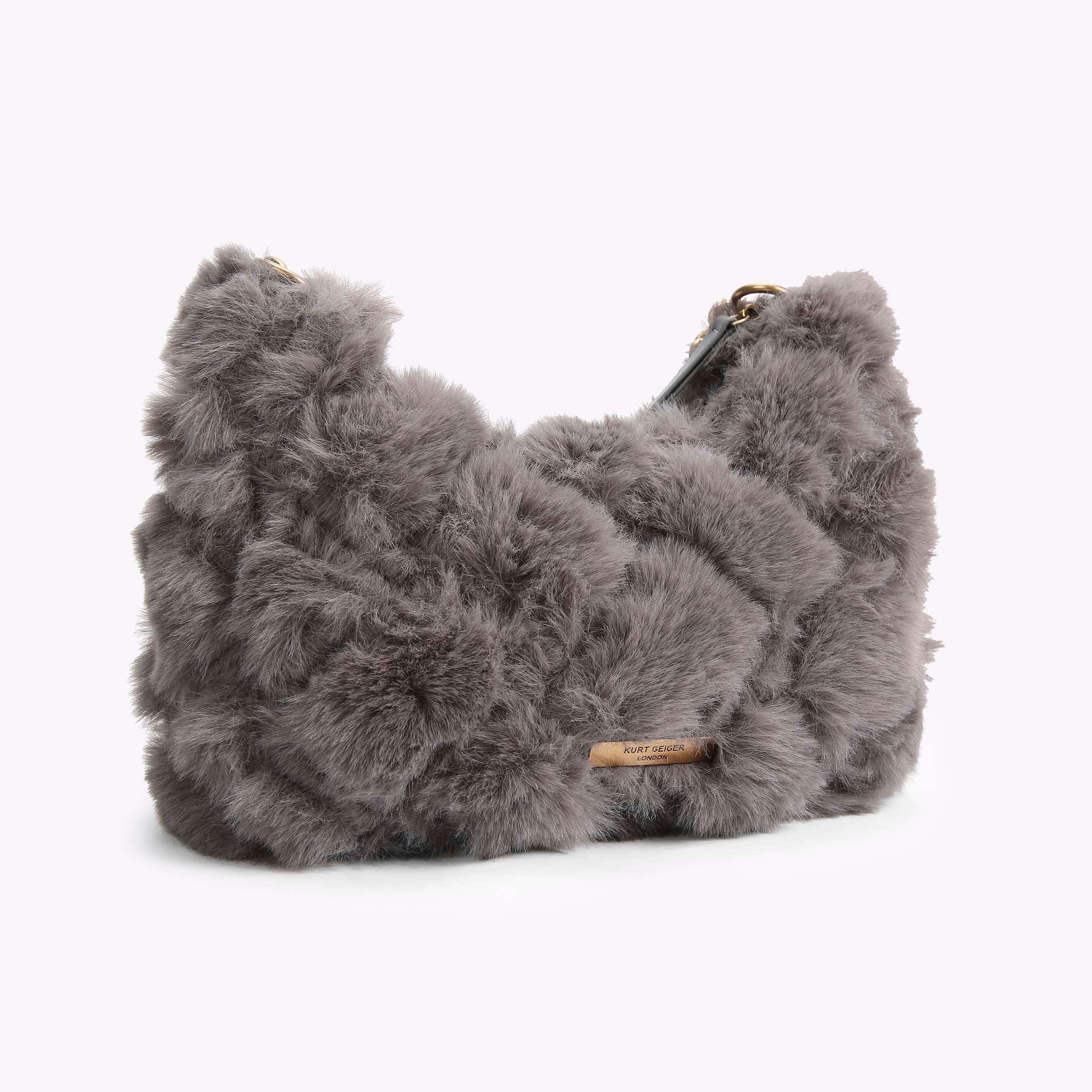 FAUX FUR MULTI CROSS BODY Grey Faux Fur Cross Body Purse by KURT
