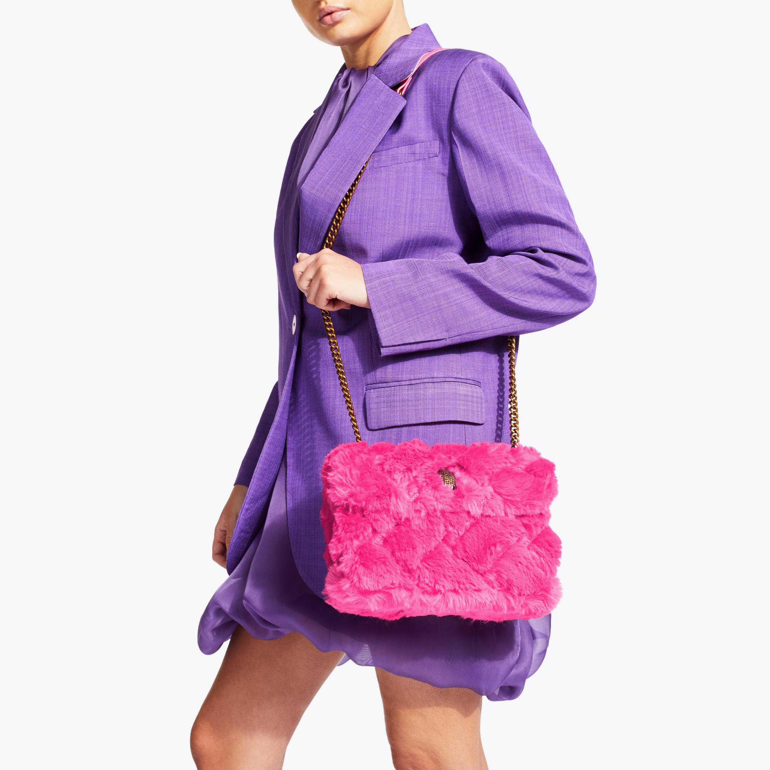 FAUX FUR MD KENSINGTON Pink Faux Fur Medium Kensington Purse by