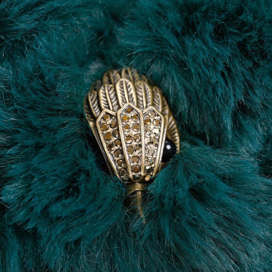 FAUX FUR MD KENSINGTON Green Faux Fur Medium Kensington Bag