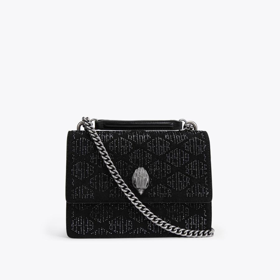 バッグ KithDoublePouchCrossbodyin Monogram SHOREDITCH CROSS BODY Black Crystal Monogram Suede Cross Body