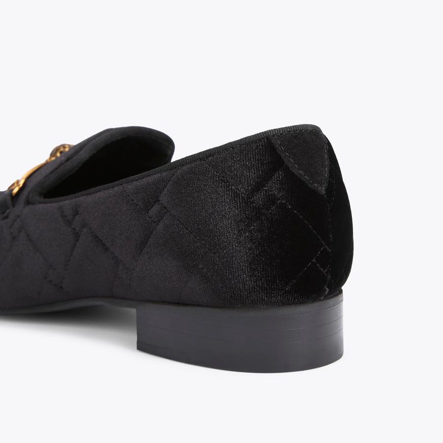 ACE QUILTED Black Velvet Slip On Flat Loafers by KURT GEIGER  display picture 2
