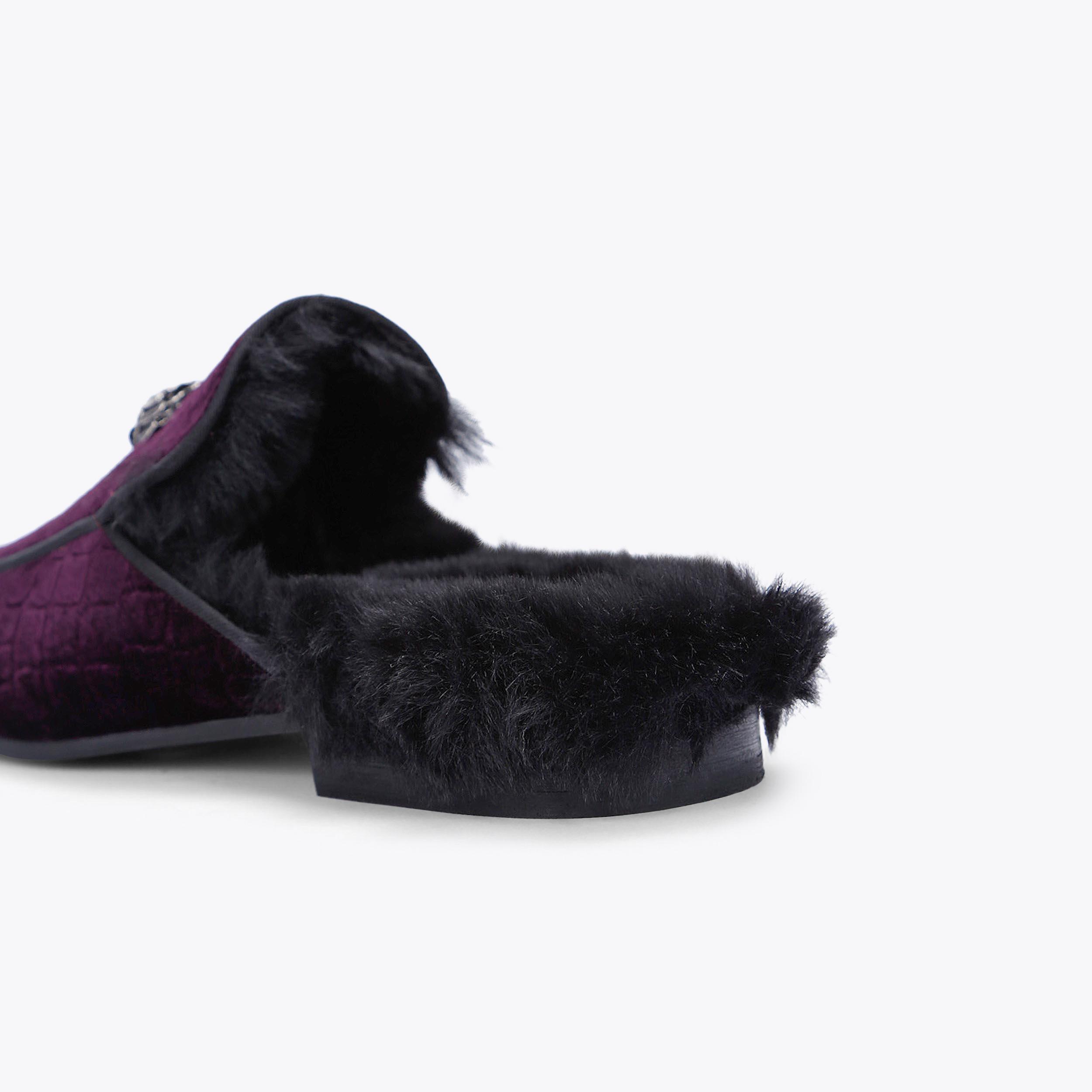 HUGH MULE 2 Purple Embossed Velvet Mules by KURT GEIGER LONDON