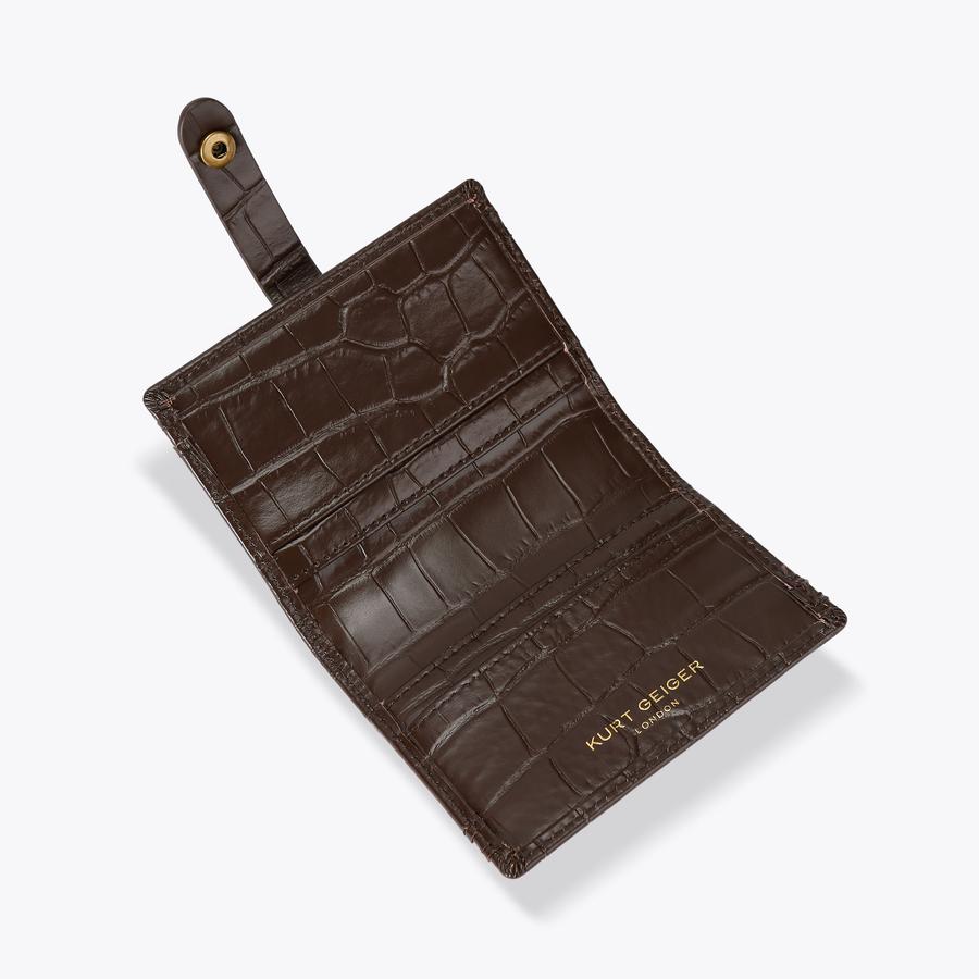 MULTI CARD SHOREDITCH Brown Croc Purse by KURT GEIGER LONDON