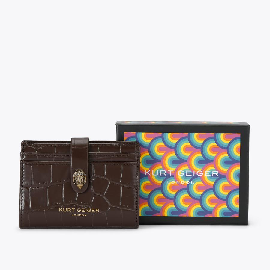 MULTI CARD SHOREDITCH Brown Croc Purse by KURT GEIGER LONDON