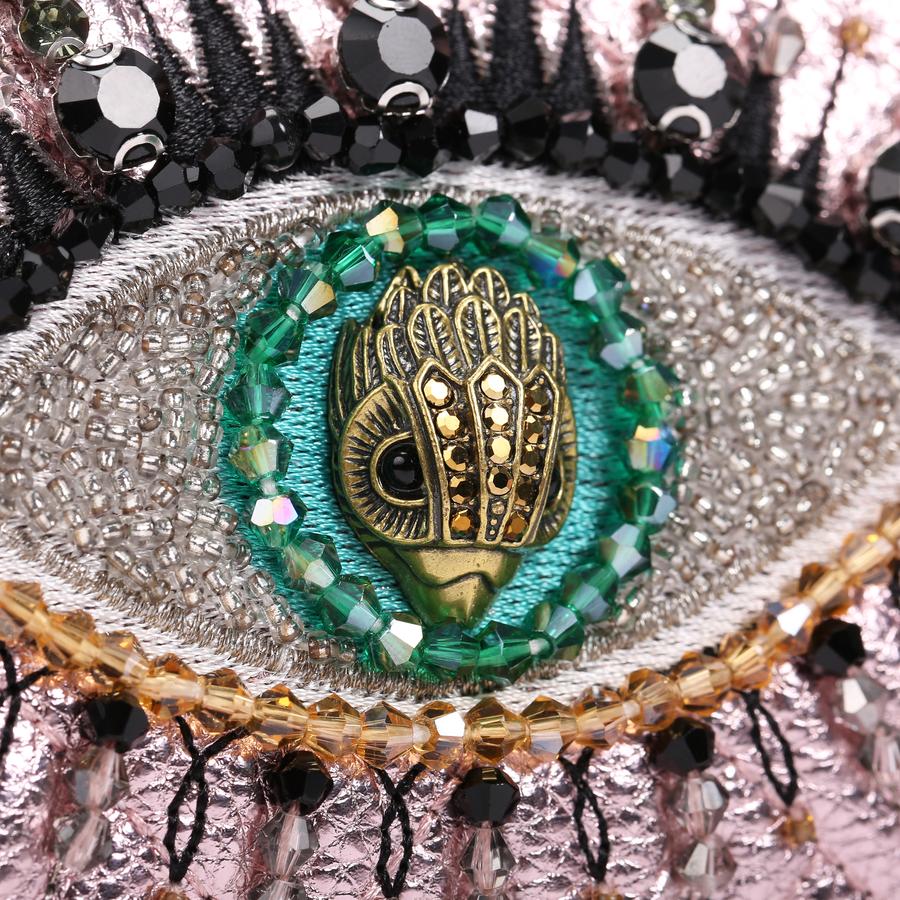 KENSINGTON CH WALLET EYE Pale Pink Quilted Leather Evil Eye
