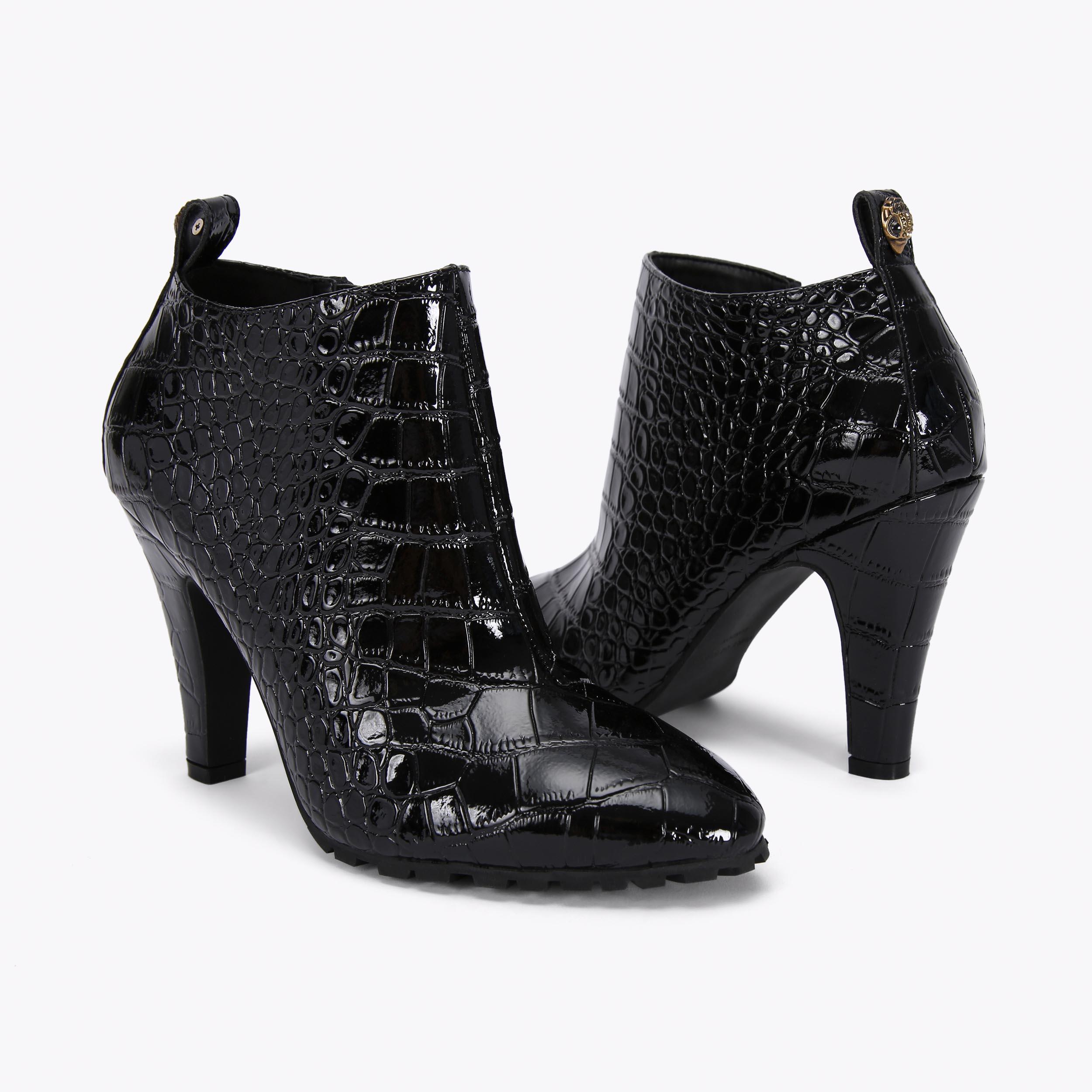 Kurt geiger black leather hot sale western heeled ankle boots