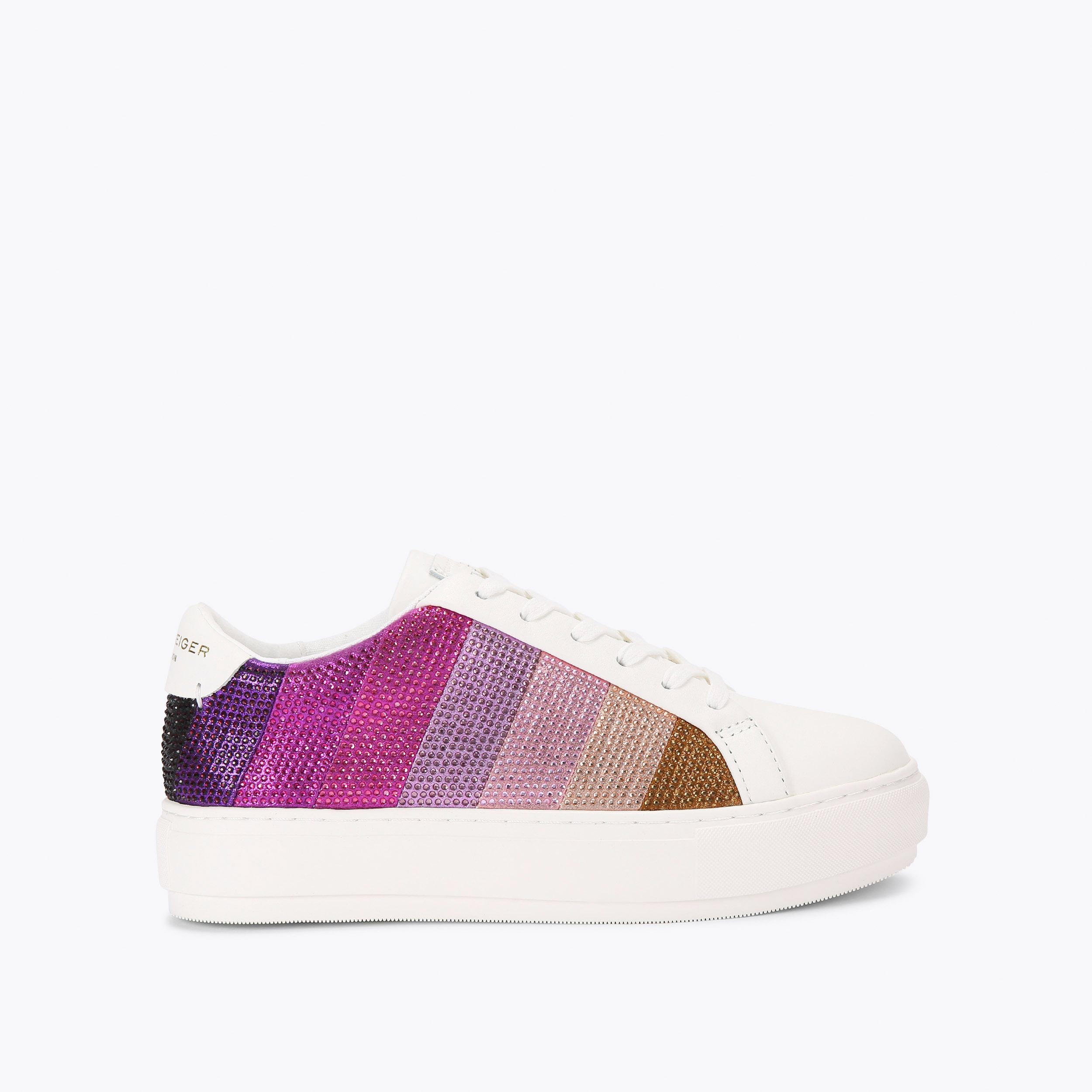 LANEY STRIPE CRYSTAL Pink Crystal Trainers by KURT GEIGER LONDON