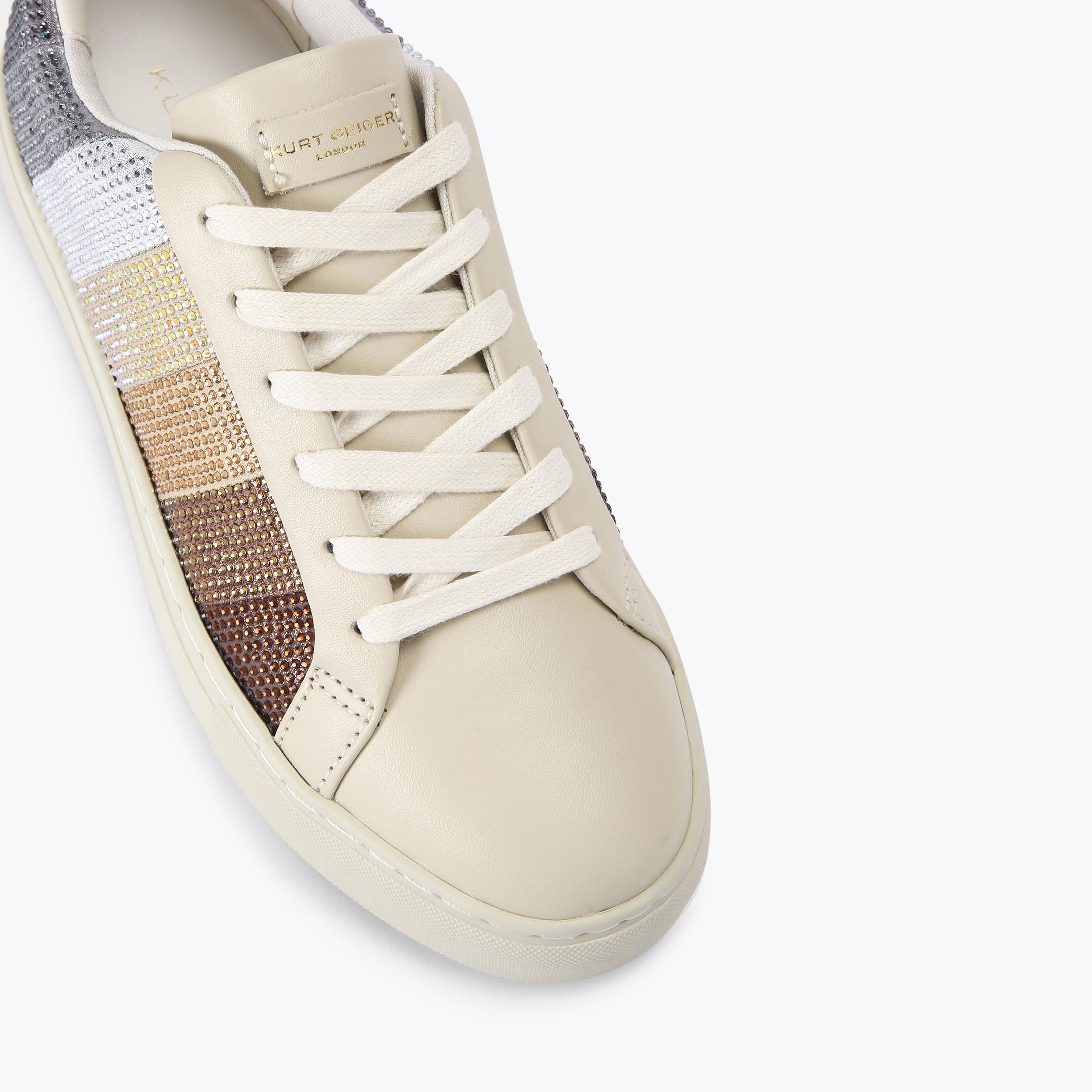 LANEY STRIPE CRYSTAL Neutral Crystal Sneaker by KURT GEIGER LONDON