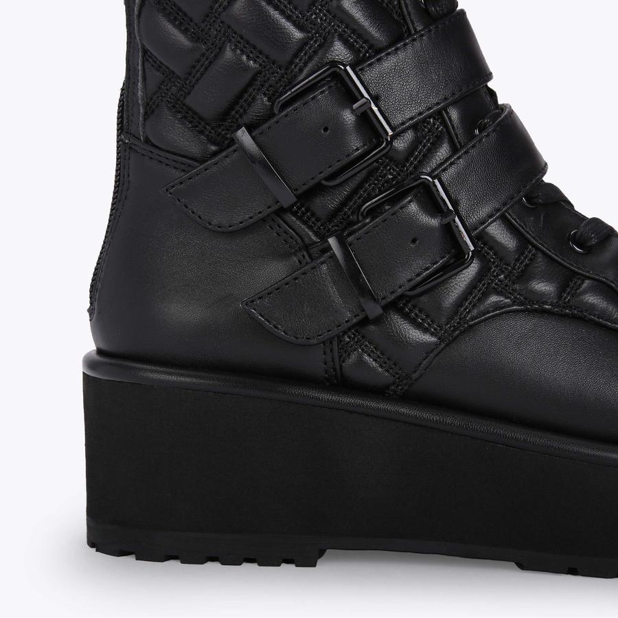 KENSINGTON MULTI STRAP Black Leather Quilted Biker Boot by KURT