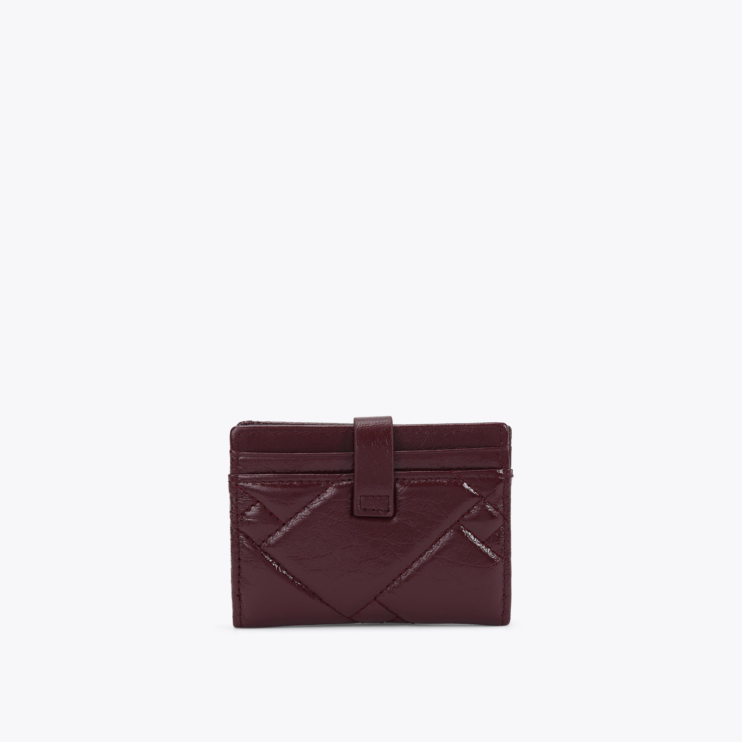 MULTI CARD HOLDER SOFT Wine Patent Leather Quilted Card Holder by