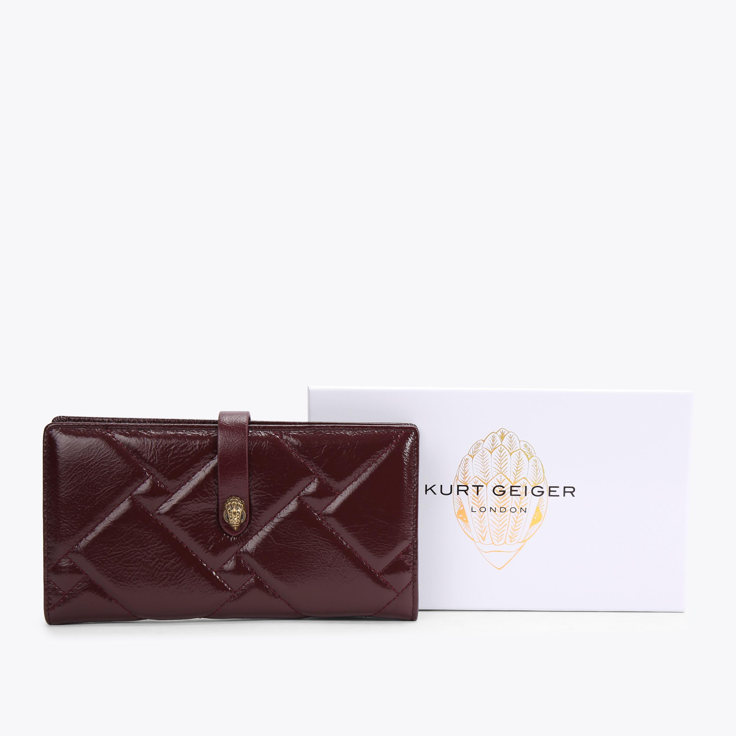 SOFT WALLET SOFT Wine Patent Leather Quilted Wallet by KURT GEIGER LONDON