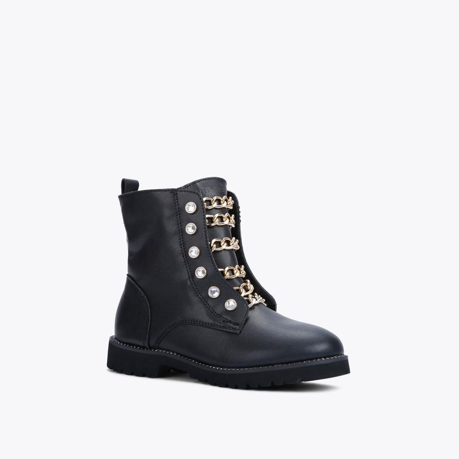 MINI BAX Black Leather Chain Mini Ankle Boot by KURT GEIGER LONDON