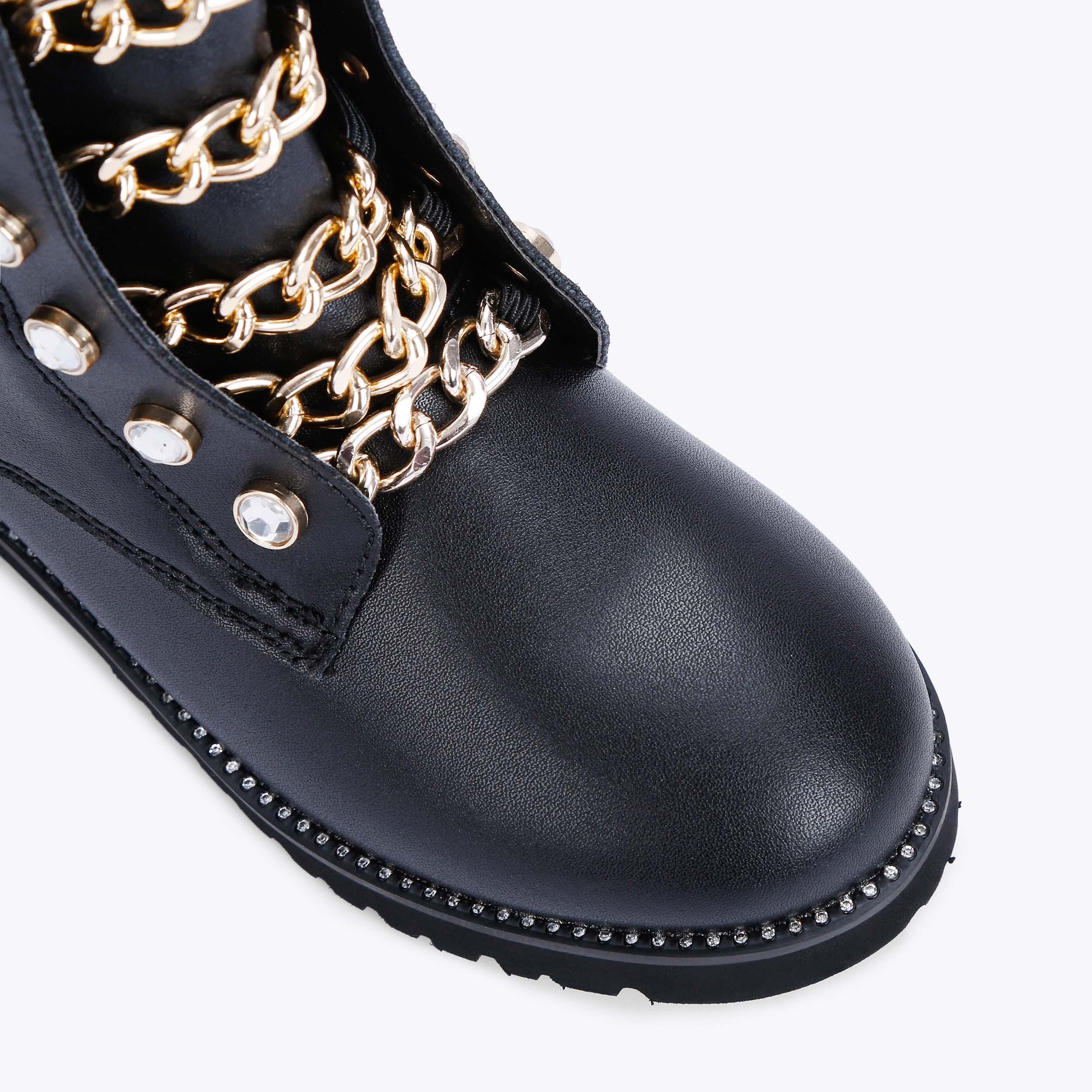MINI BAX Black Leather Chain Mini Ankle Boot by KURT GEIGER LONDON
