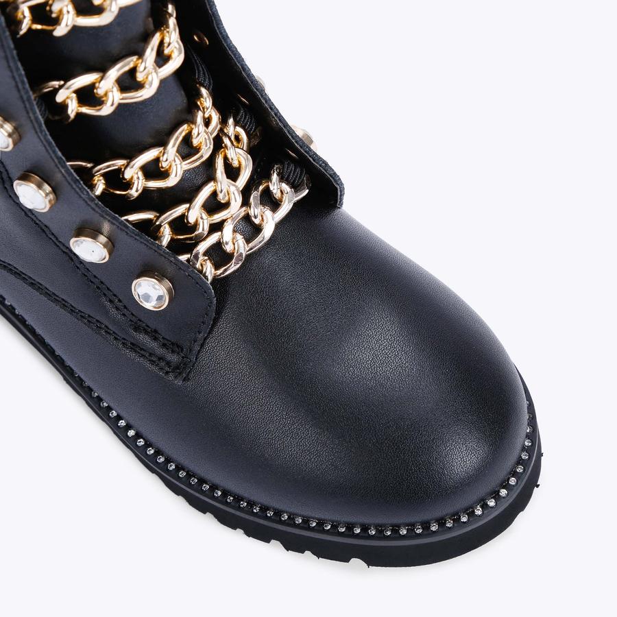 MINI BAX Black Leather Chain Mini Ankle Boot by KURT GEIGER LONDON