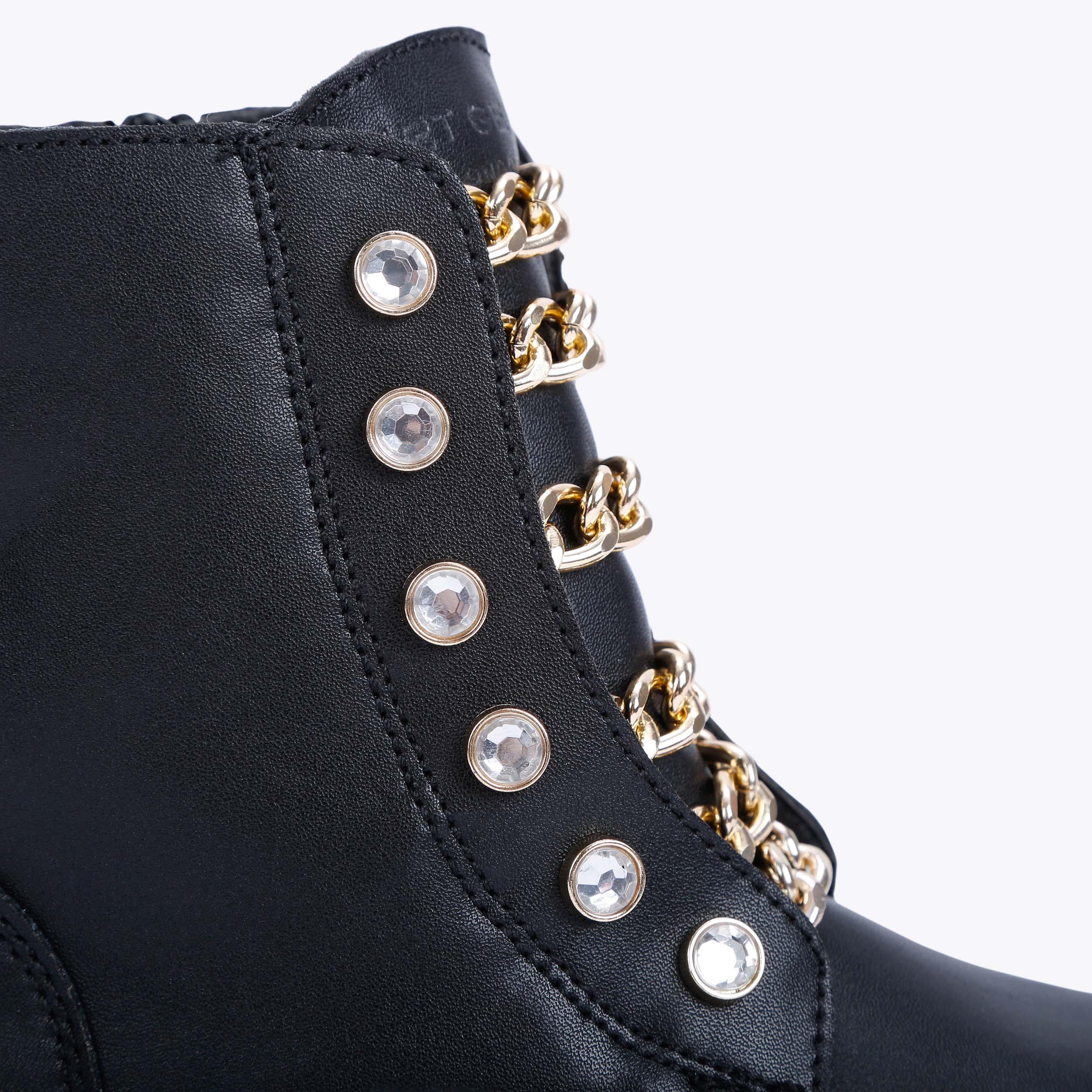MINI BAX Black Leather Chain Mini Ankle Boot by KURT GEIGER LONDON