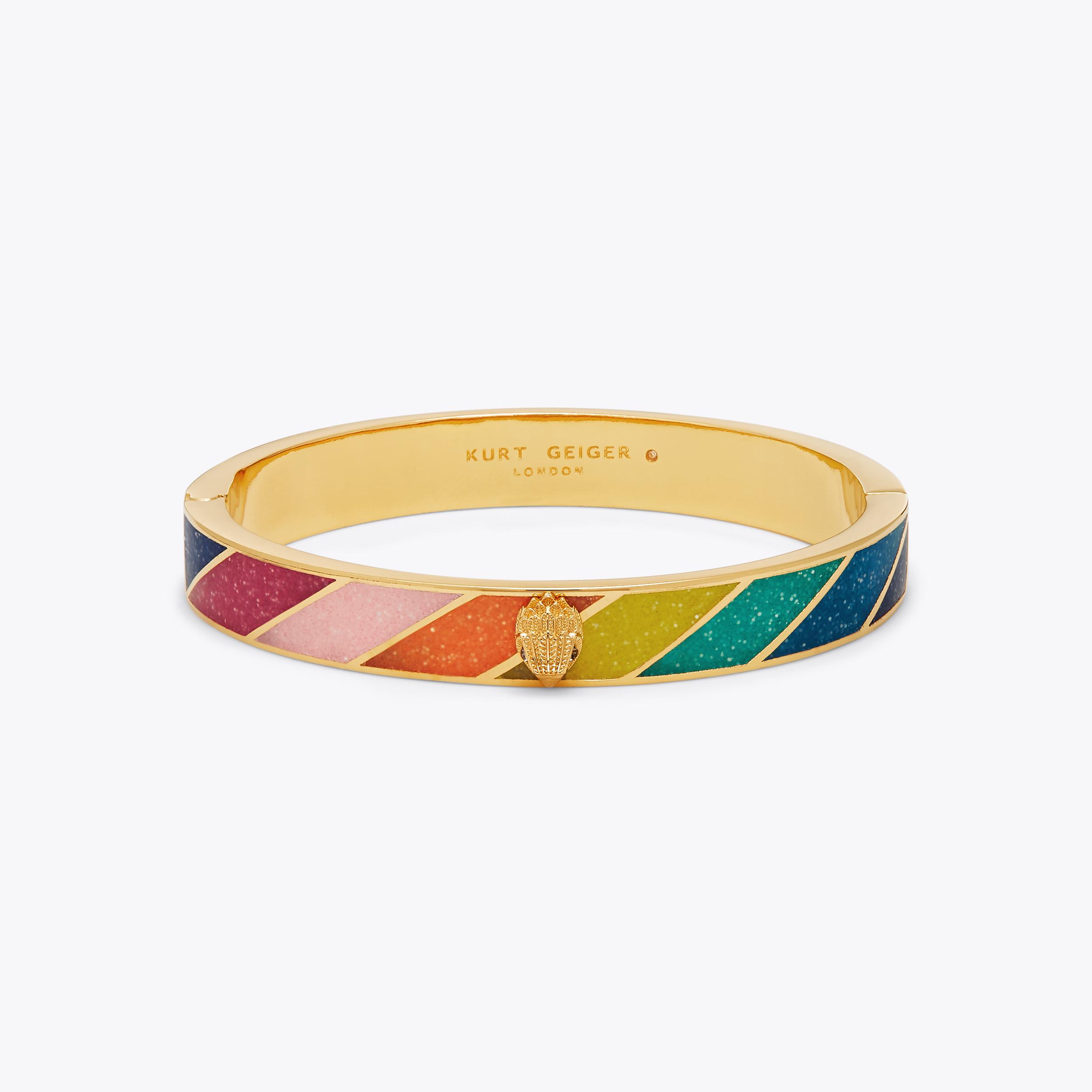 Kurt Geiger London Bracelet Clamper Gold Tone Eagle Multicolor Crystals NWT Kurt Geiger London Multicolor Crystal Pavè | Mercari main image 3