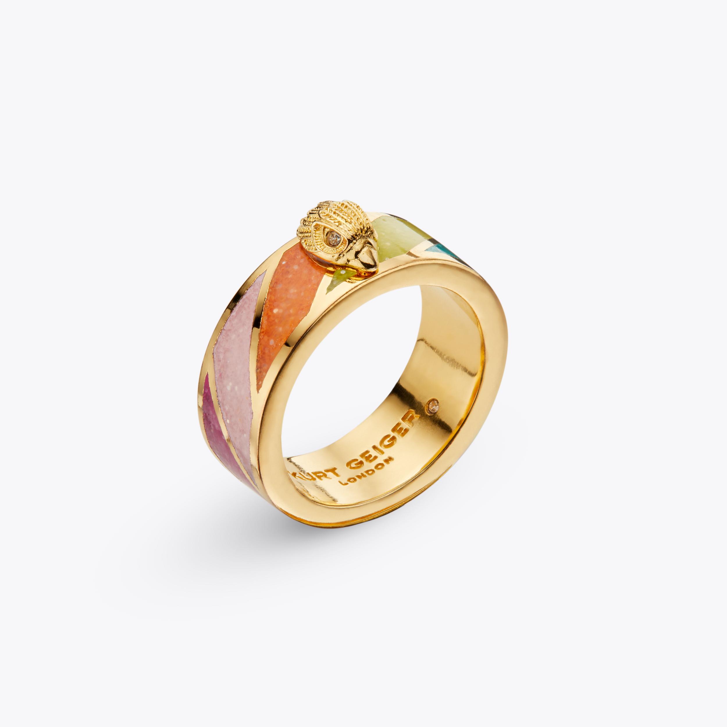 ENAMEL RAINBOW RING Rainbow Stripe Enamel Ring by KURT GEIGER LONDON
