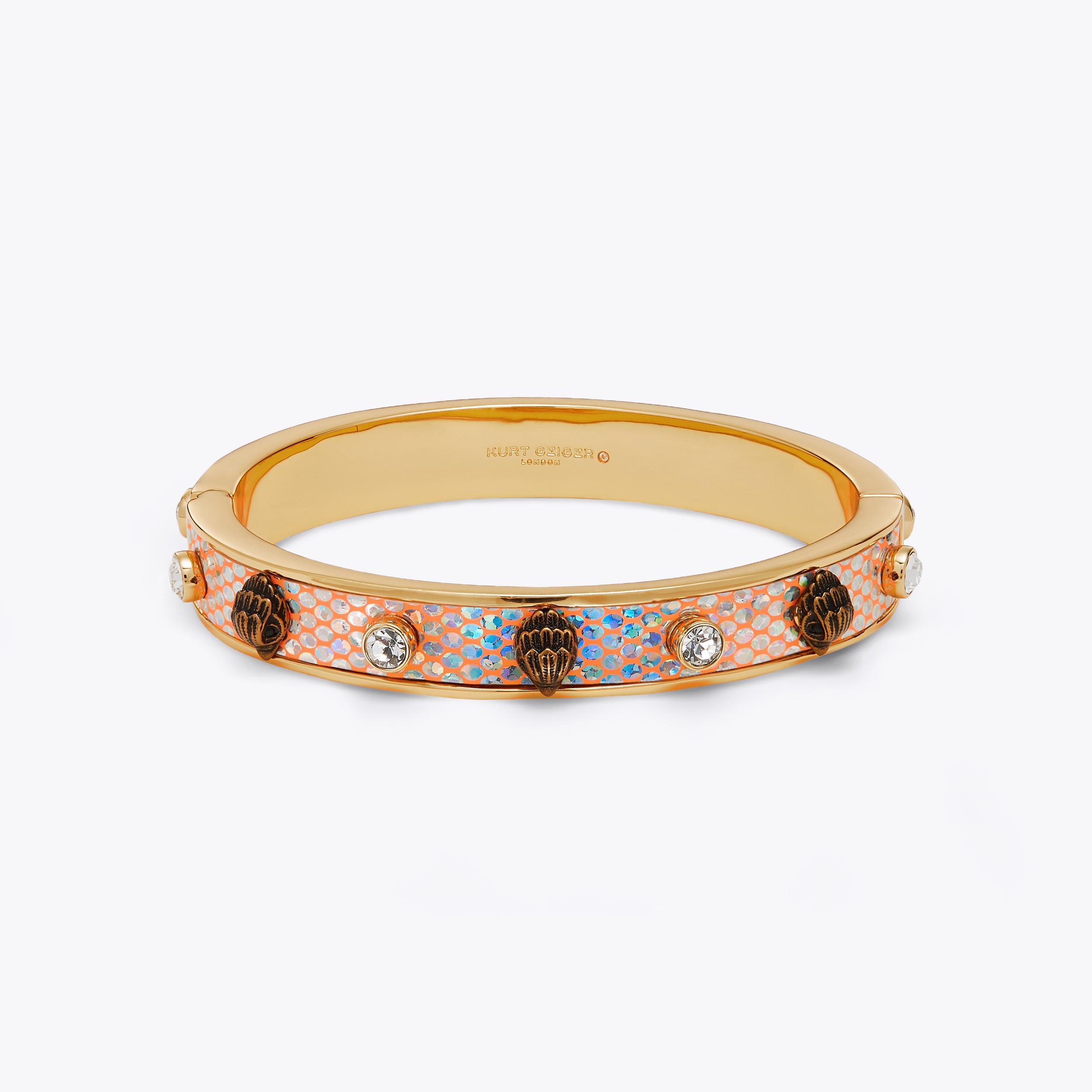 KURT GEIGER Eagle And Crystal Accent Bangle Bracelet Gold Tone $78 Retail NWT GLITTER EAGLE BANGLE Pink Glitter Eagle Crystal Bracelet by  main image 2