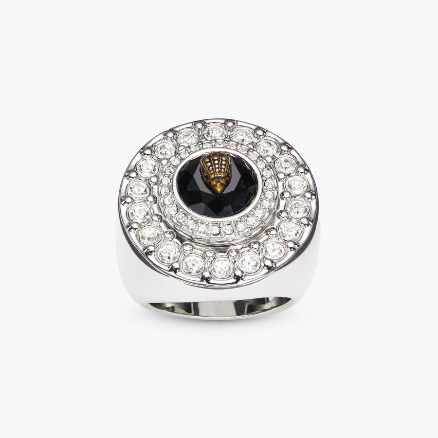 METAL ROUND RING Silver Chunky Crystal Eagle Ring by KURT