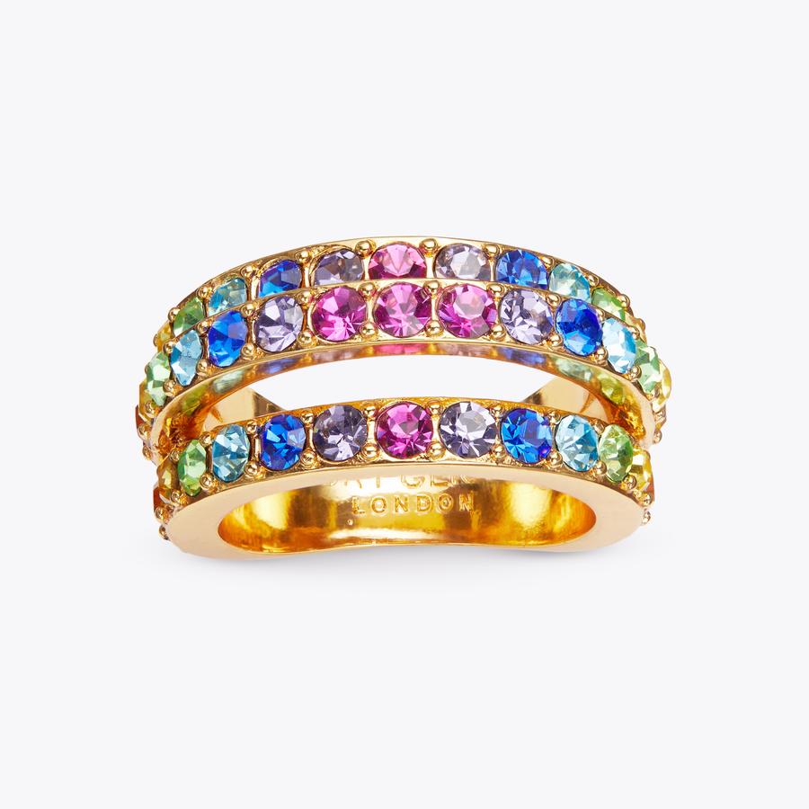 RAINBOW TRIPLE RING Rainbow Crystal Triple Ring by KURT