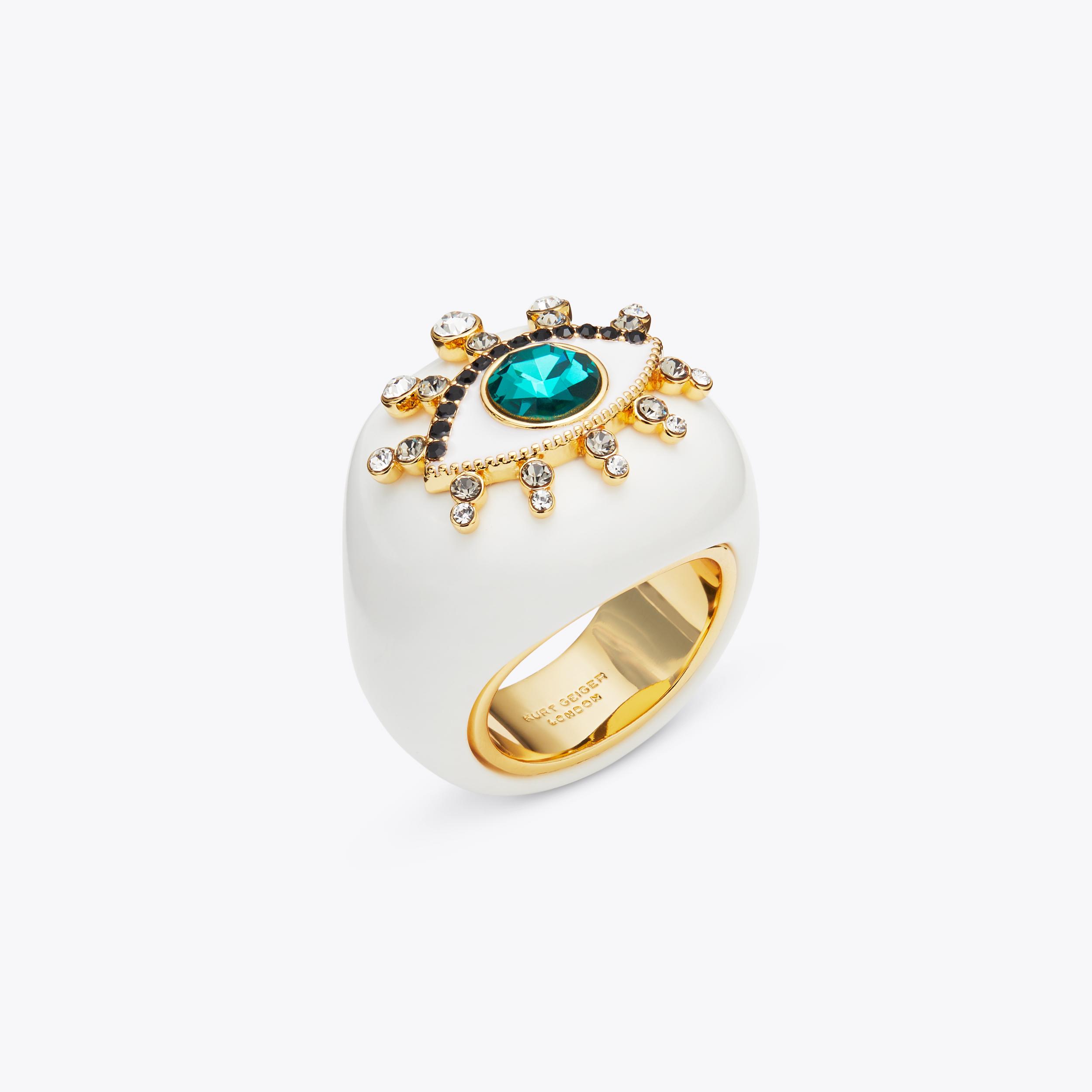 RESIN EVIL EYE RING Bone Evil Eye Crystal Ring by KURT  display picture 1
